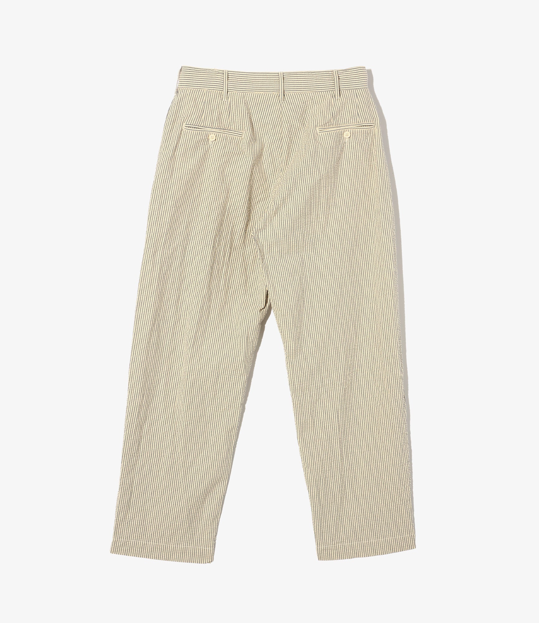 Men's Navy & Natural Cotton Seersucker Chino Pants - Comfortable Slim Fit Casual Trousers for Office, Summer & Travel