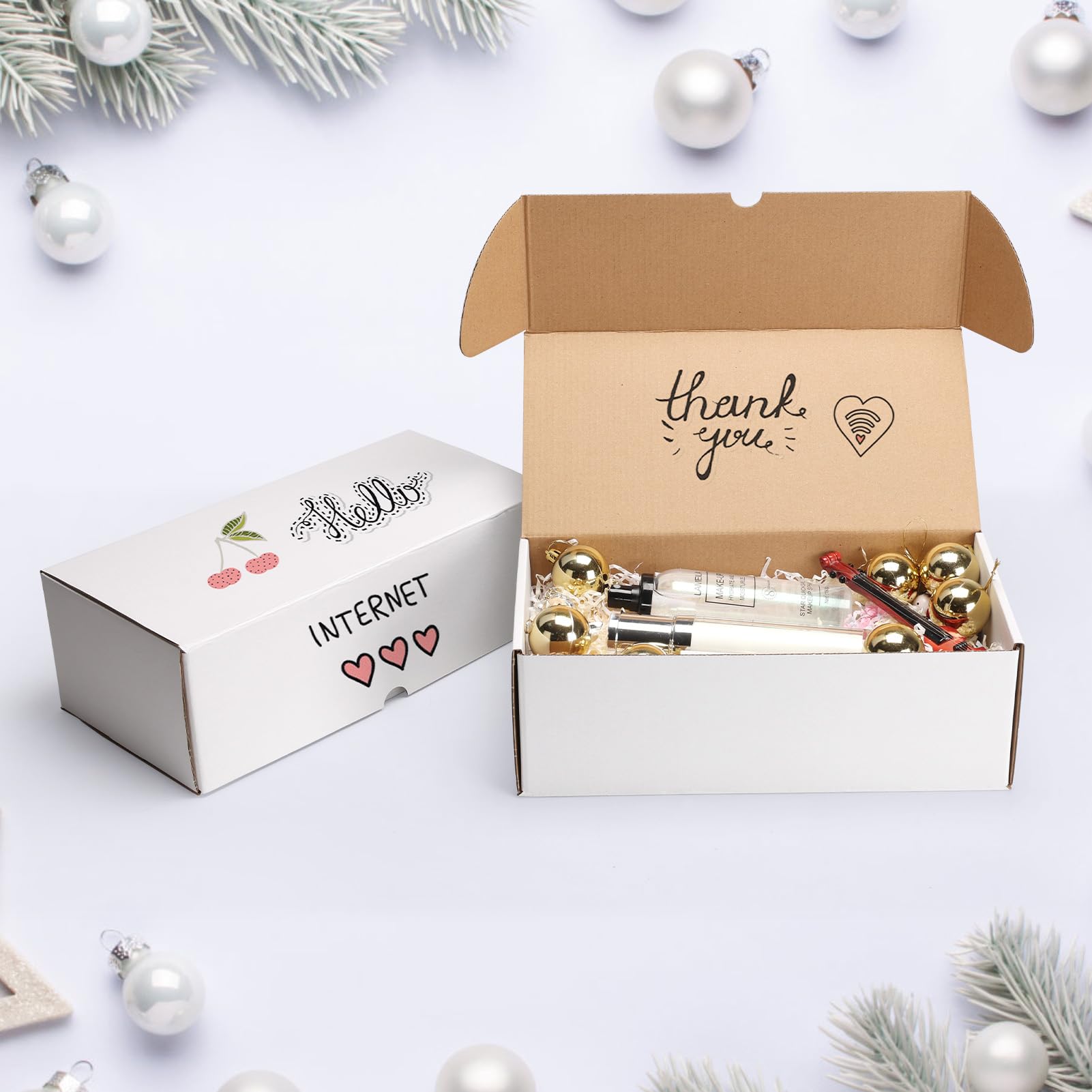 ZBEIVAN 12x6x4 White Corrugated Shipping Boxes - Set of 25 for Small Business & Gift Mailing