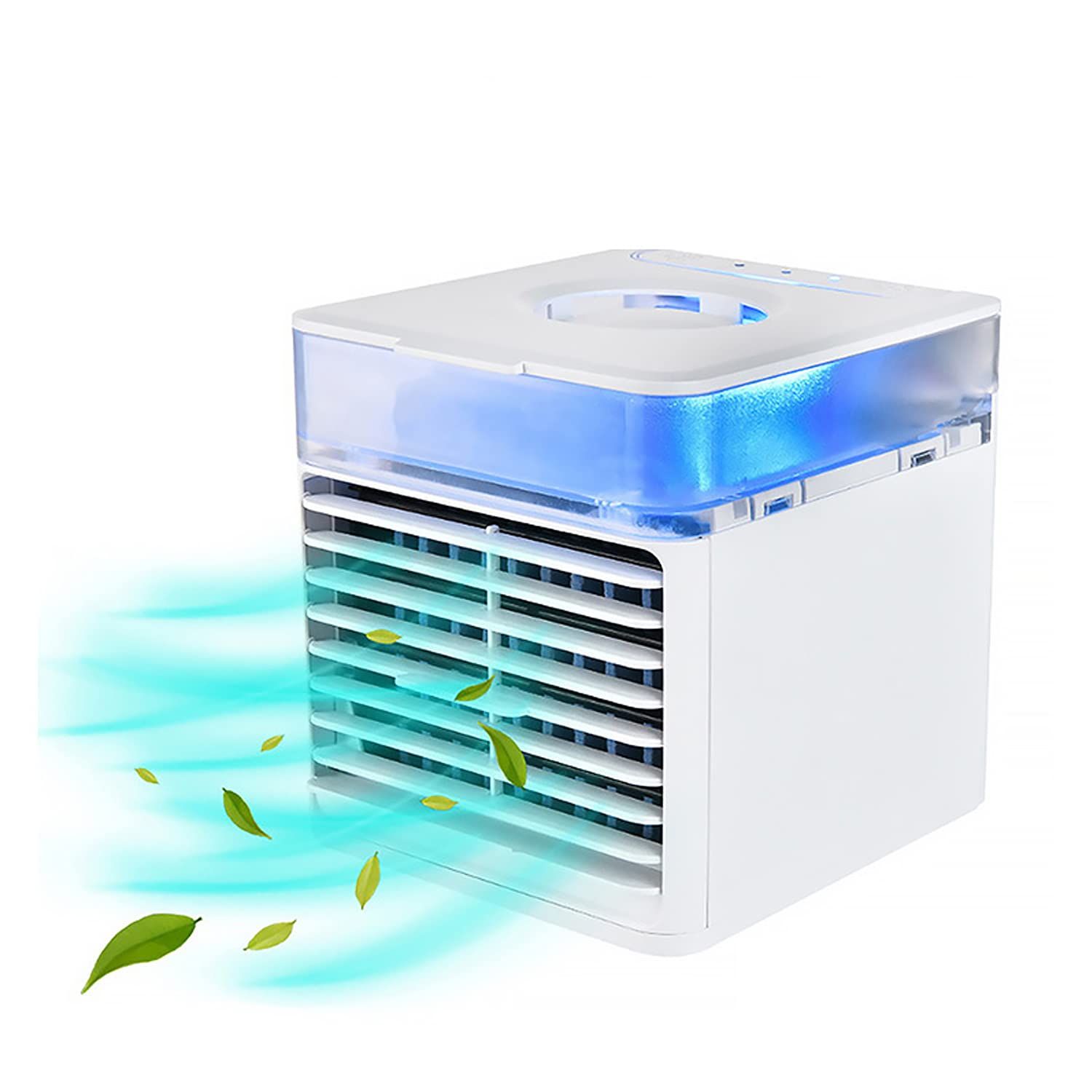 3-in-1 Portable USB Air Cooler with 7 Color LED Lights, 3 Speed Settings & Humidifier - Compact Personal Cooling Fan for Office, Bedroom, Desk, Dorm & Travel Use