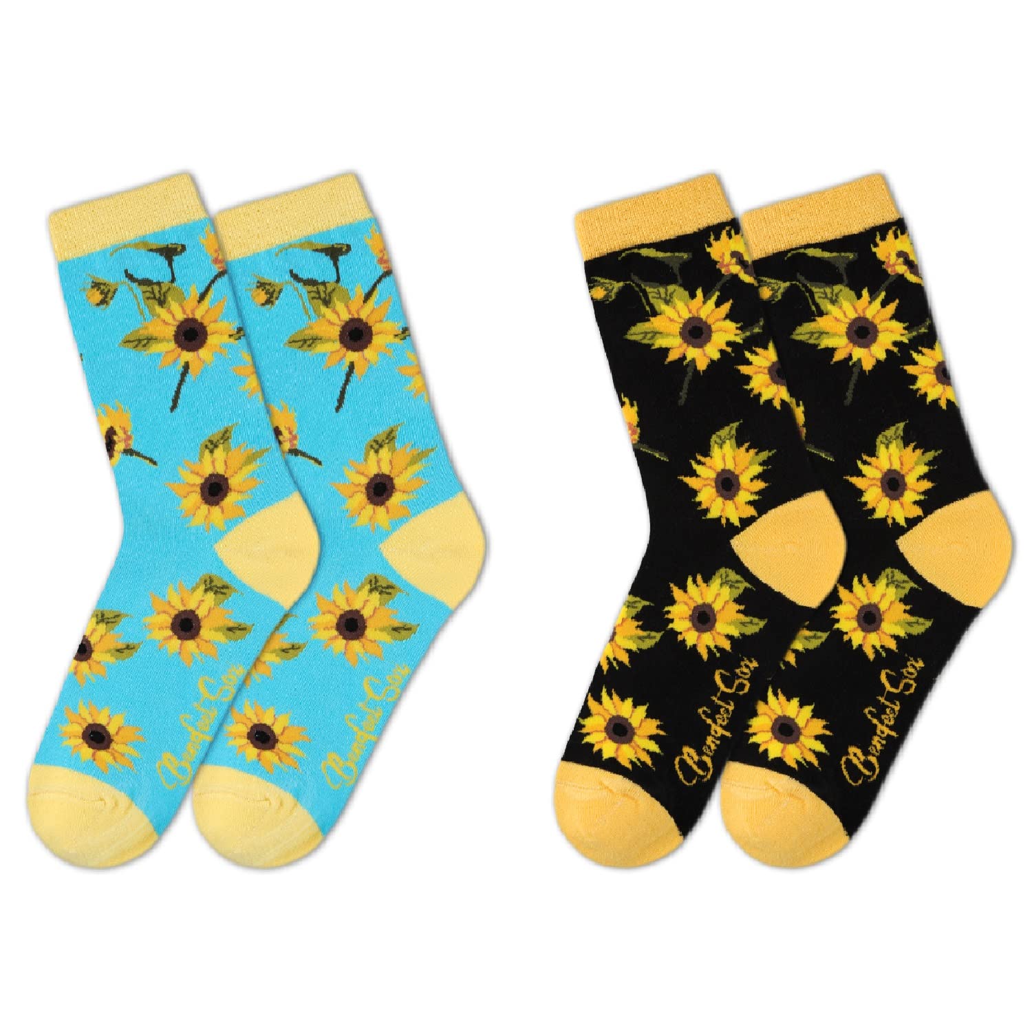 Benefeet Women's Funny Animal Crew Socks - Cute Floral Cotton Socks for Casual Wear