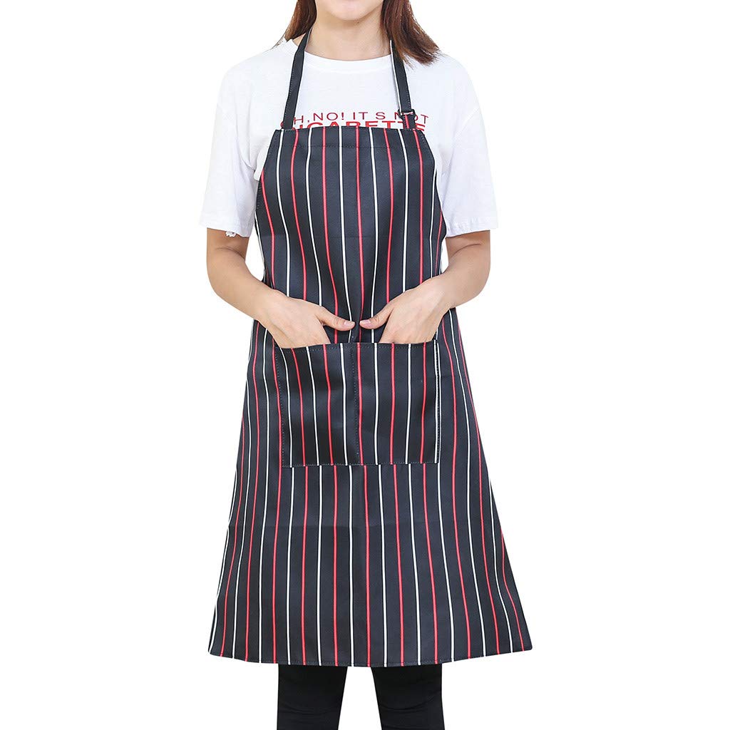HHmei Women's Chef Apron with Pockets - Premium Kitchen & Restaurant Bib Apron Dress for Cooking, Baking & Grilling - Perfect for Home Chefs, BBQ Parties & Professional Use