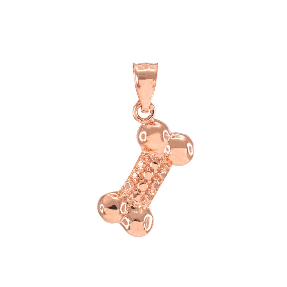14K Solid Rose Gold Dog Bone Charm Pendant for Necklace - Perfect for Pet Lovers, Dog Memorial Jewelry & Everyday Wear
