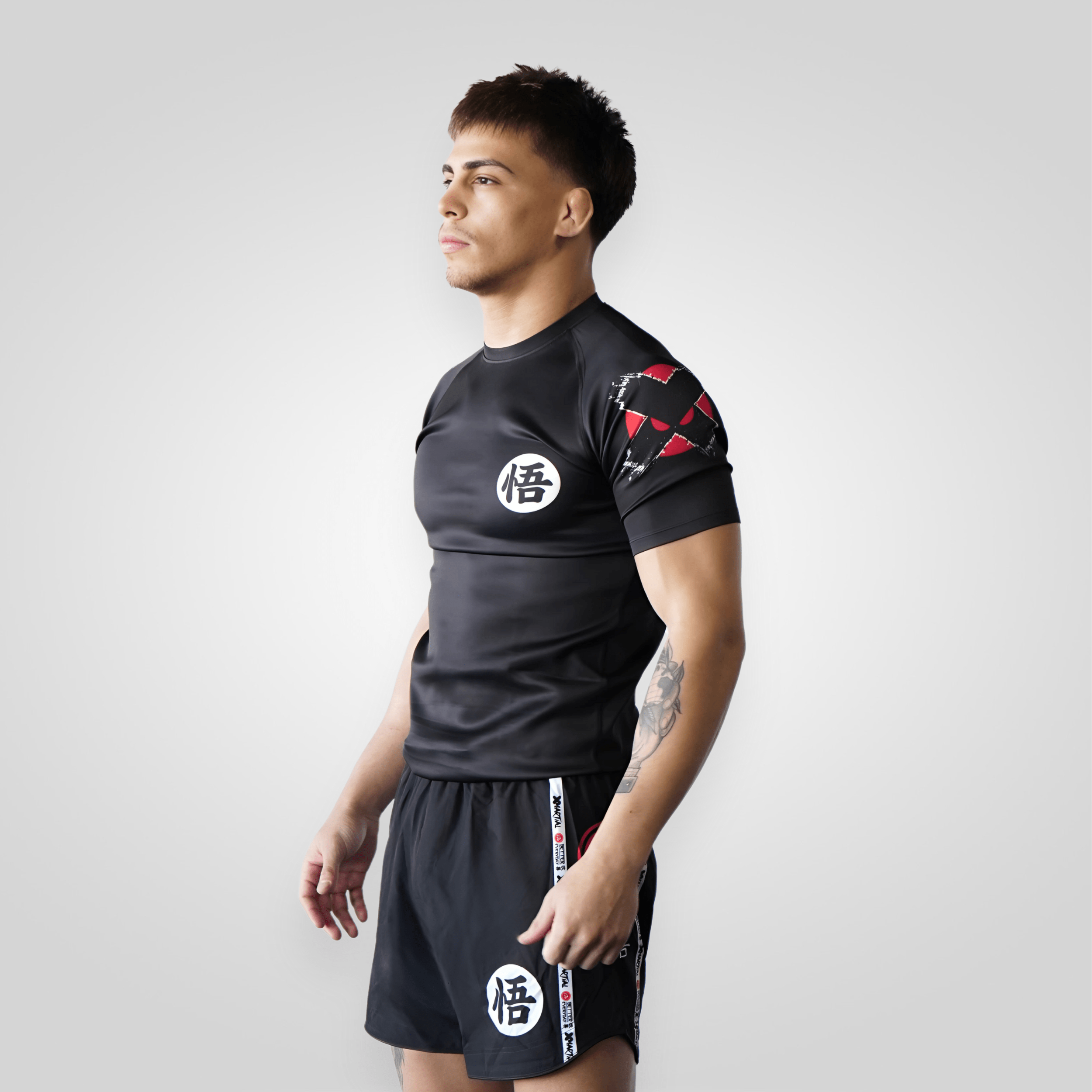 Premium Kanji Black BJJ Rash Guard - Long Sleeve Compression Shirt for Brazilian Jiu-Jitsu, MMA & Grappling - Moisture Wicking & UV Protection for Training & Competition