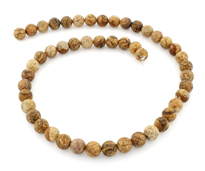 8mm Picture Jasper Gemstone Beads for Jewelry Making - Natural Stone Beads for Bracelets, Necklaces & DIY Craft Projects - Healing Crystal Beads for Meditation & Spiritual Energy