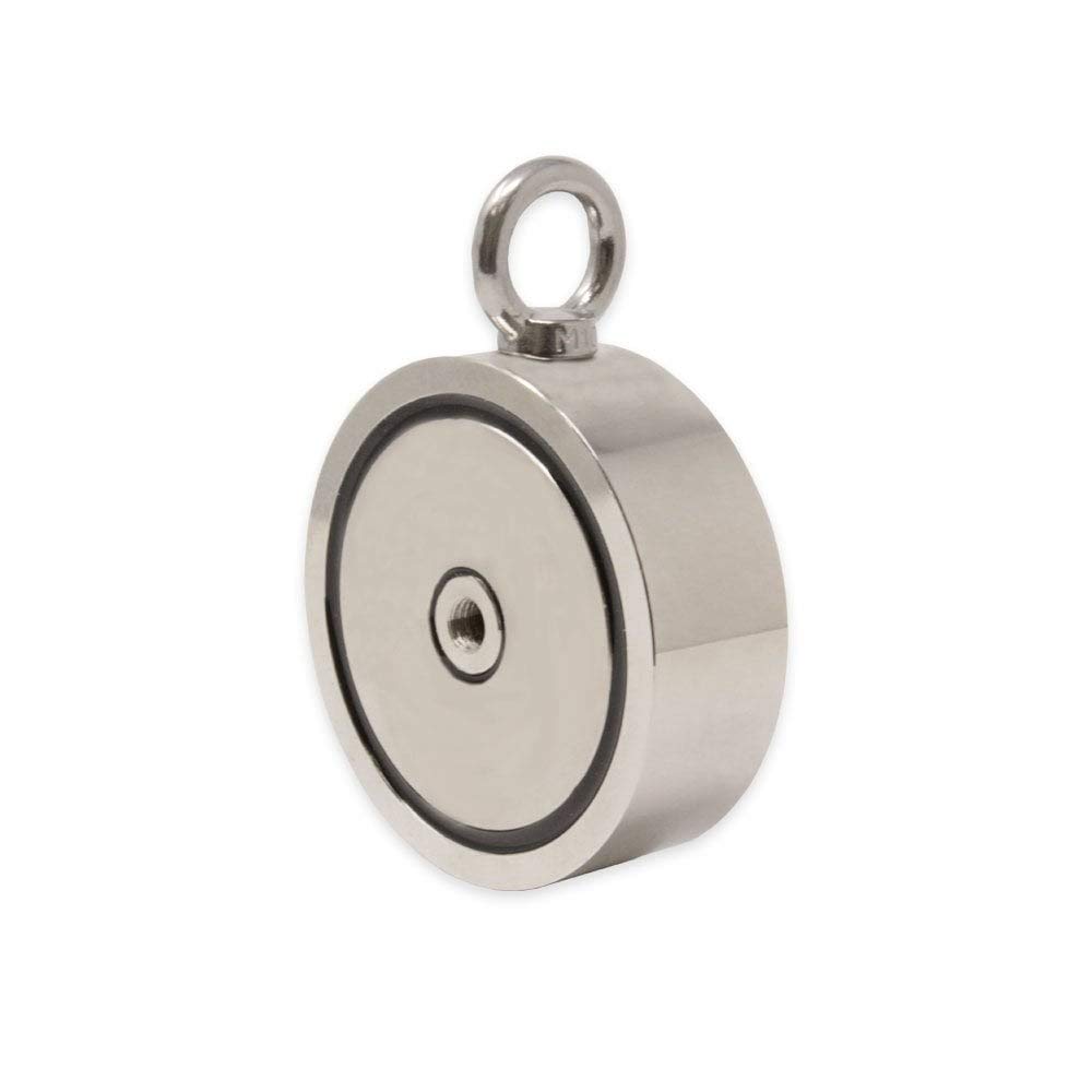 N42 Neodymium Pot Magnet with M12 & M10 Eyebolts & 10m Rope - 116mm x 32mm - 882lbs Pull Force for Magnet Fishing, Underwater Recovery, Metal Detecting & Treasure Hunting - Perfect for Lakes, Rivers & Outdoor Adventures