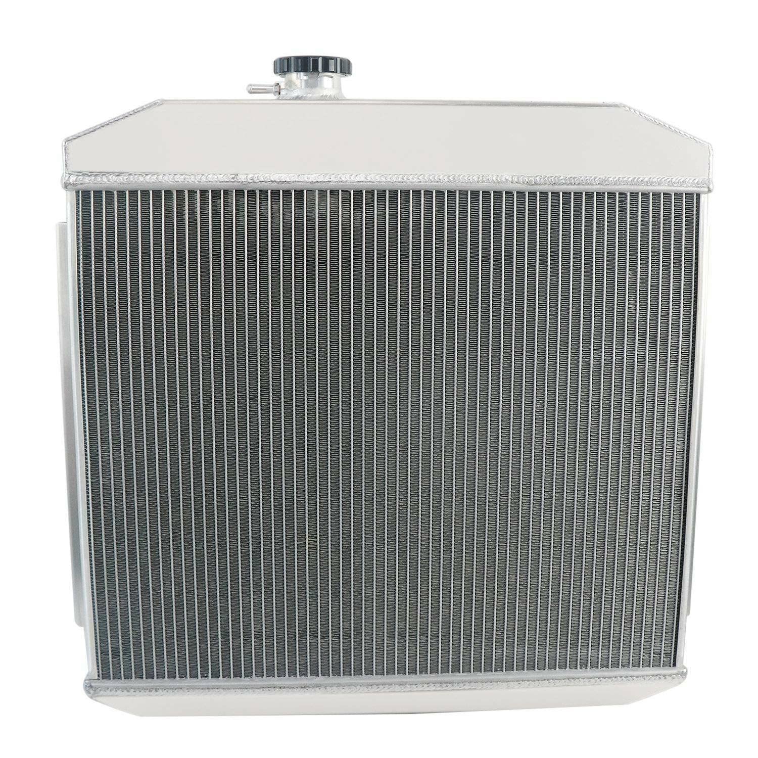 ALLOYWORKS 3-Row Core Aluminum Radiator with Shroud Fan & Relay Kit - Compatible with 1955-1957 Chevy Bel-Air, Del Ray L6/V8 Engines - High-Performance Cooling for Classic Car Restoration & Hot Rod Upgrades
