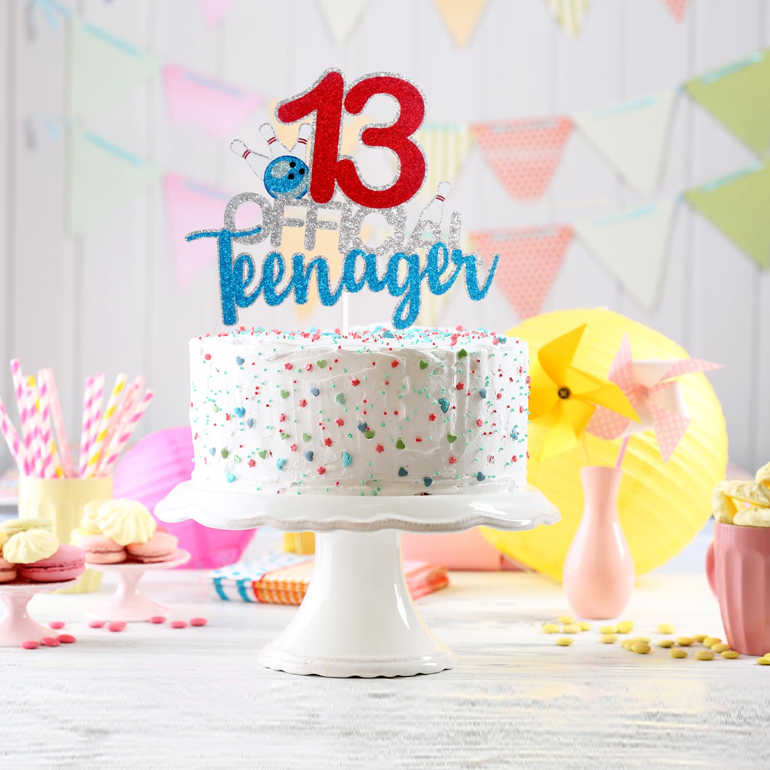 13th Birthday Bowling Cake Topper - Glitter Sports Party Decor for Boys - Teen Bowling Alley Game Day Celebration - Perfect for Birthday Cakes, Cupcakes & Party Decorations