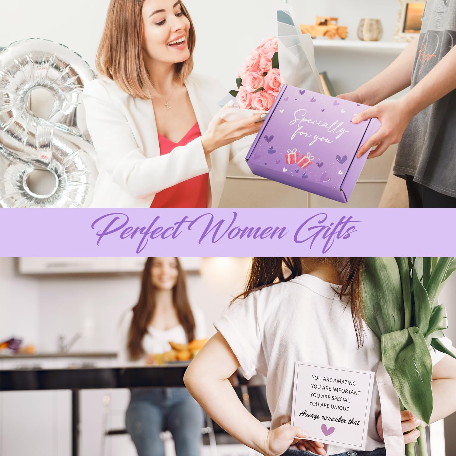 Lavender Spa Gift Set for Women - Relaxing Birthday, Anniversary & Valentine's Day Present for Wife, Mom, Sister or Friend - Self Care Package with Aromatherapy Essentials for Stress Relief & Home Relaxation