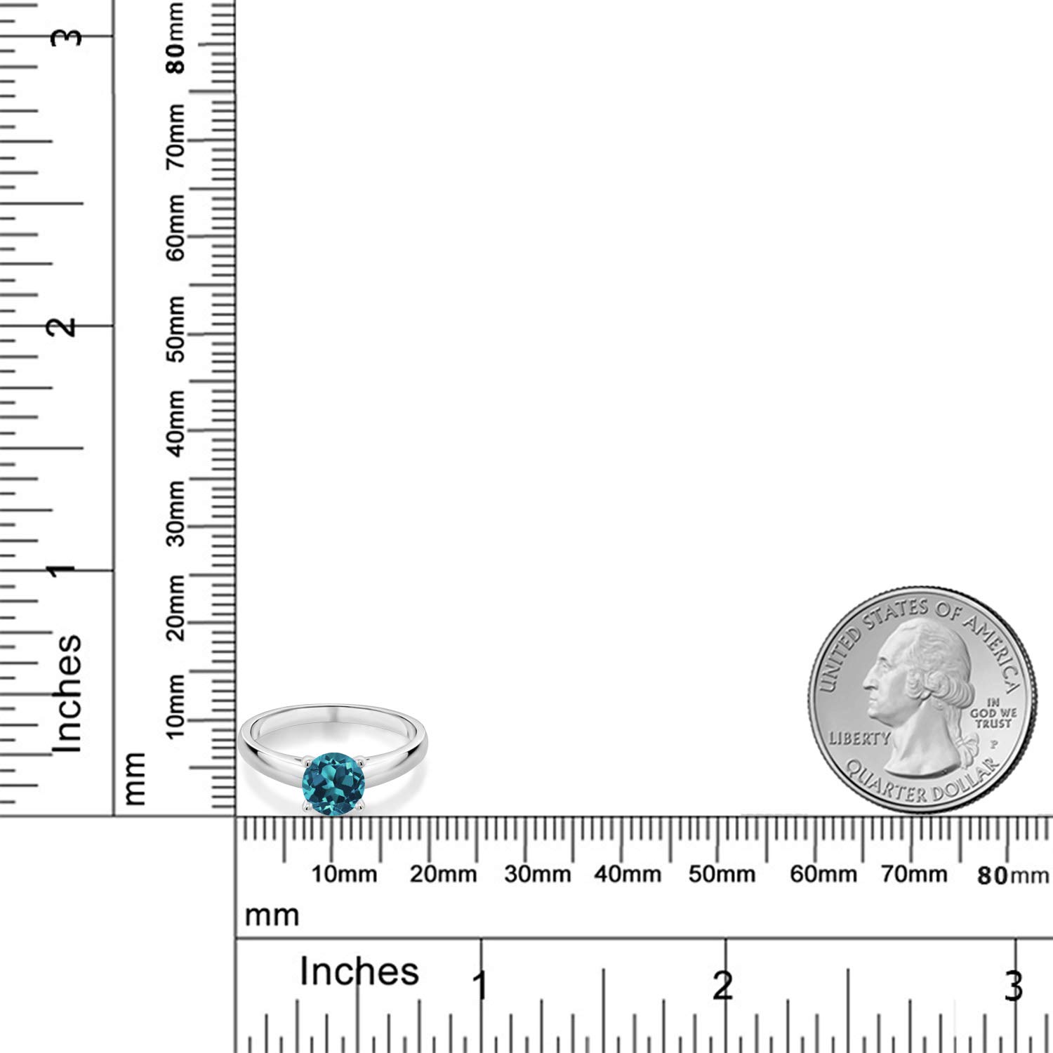 1.33 Ct Round London Blue Topaz 10K White Gold Ring for Women - Elegant Gemstone Engagement & Wedding Band - Perfect for Anniversary, Proposal, or Gift