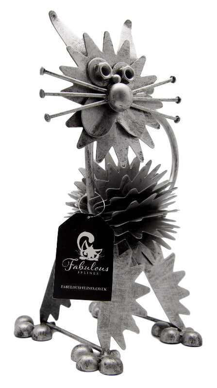 Metal Cat Ornament with Matching Hooks - Nuts & Bolts Style Home Decor Gift Set for Cat Lovers | Perfect for Christmas Tree, Wall Decor, and Unique Gift Giving
