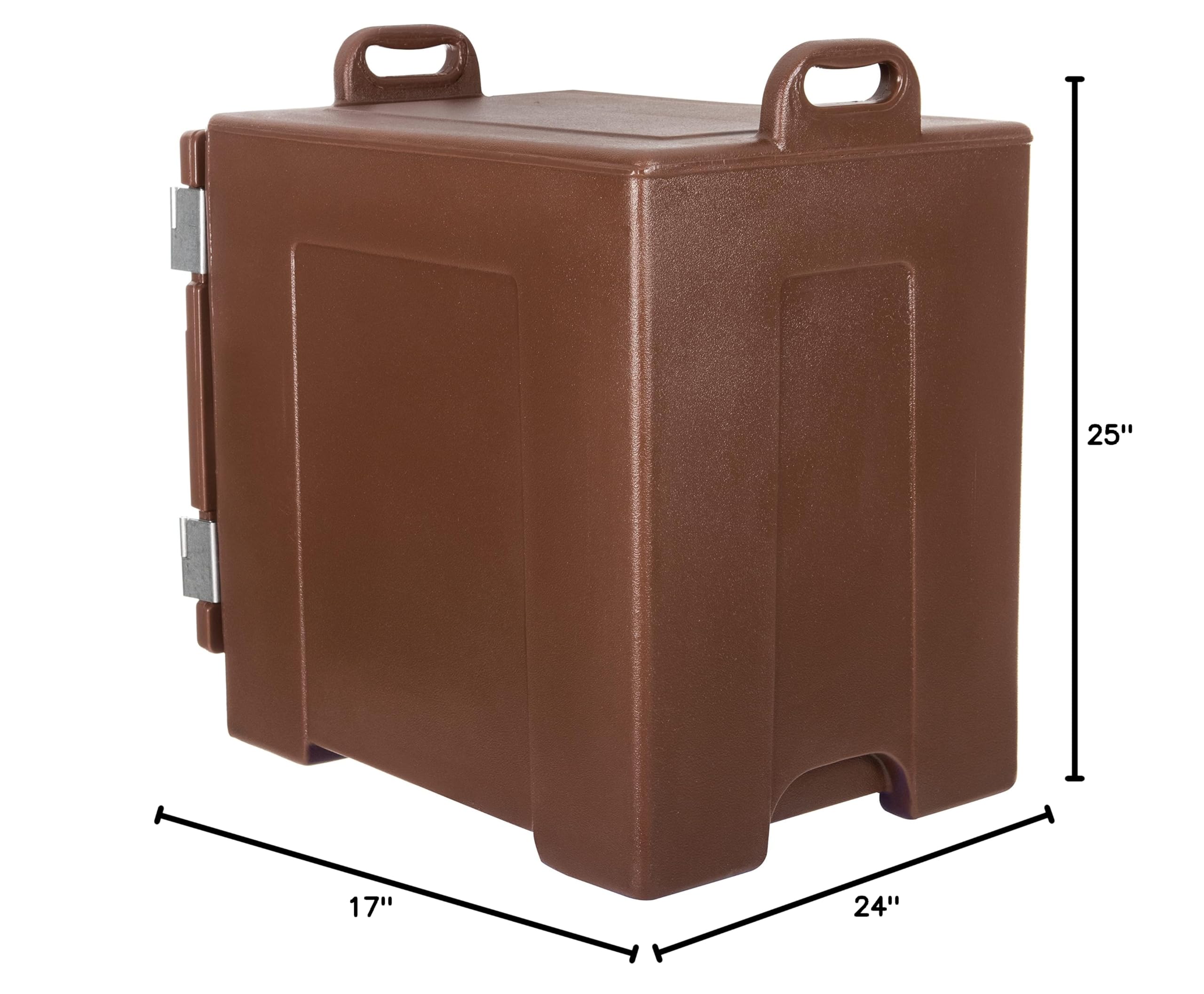 Carlisle FoodService 5-Pan Insulated Front Loading Food Carrier with Handles - Brown Plastic Catering Solution for Restaurants, Events & Buffets | Perfect for Hot/Cold Food Transport & Serving