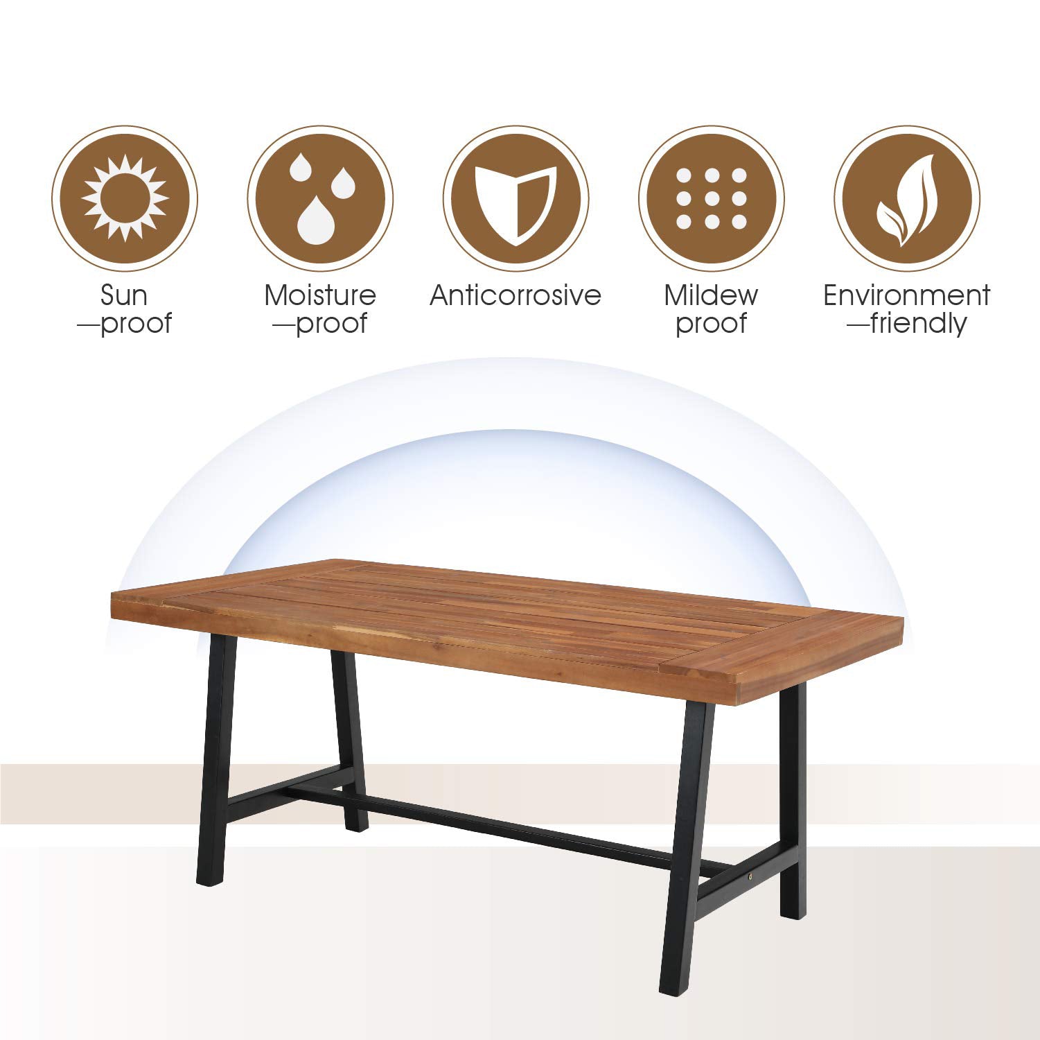 Phi Villa 6-Piece Acacia Wood Outdoor Dining Set - Modern Patio Furniture for Garden, Backyard, Poolside & Restaurant Dining | Weather-Resistant & Durable