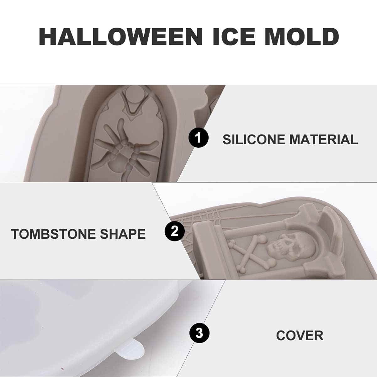 Halloween Tombstone Ice Maker - Silicone Ice Mold & Tray for Spooky Cocktails, Party Drinks, and Themed Beverages