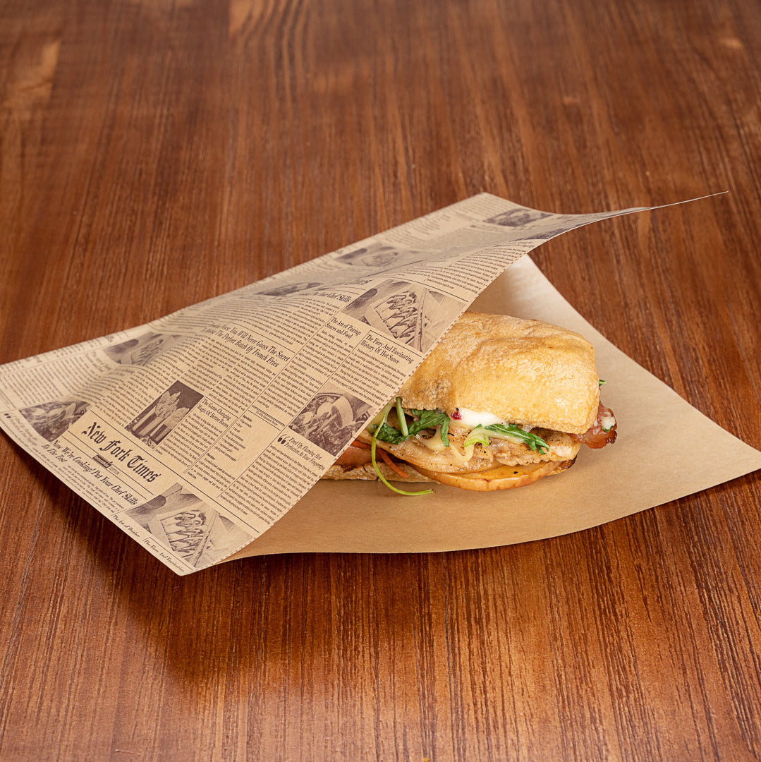 Eco-Friendly Greaseproof Newsprint Paper Bags - Large Double Open Design (10x9 Inches) - 100 Count Box - Perfect for Food Packaging, Takeout & Bakery Storage