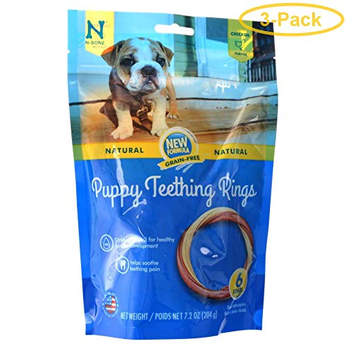N-Bone Grain Free Puppy Teething Rings - Chicken Flavor 6 Count (Pack of 3) | Natural Dog Chew Toys for Small & Medium Breed Puppies | Helps Soothe Teething Pain & Promote Dental Health | Perfect for Training, Playtime & Anxiety Relief