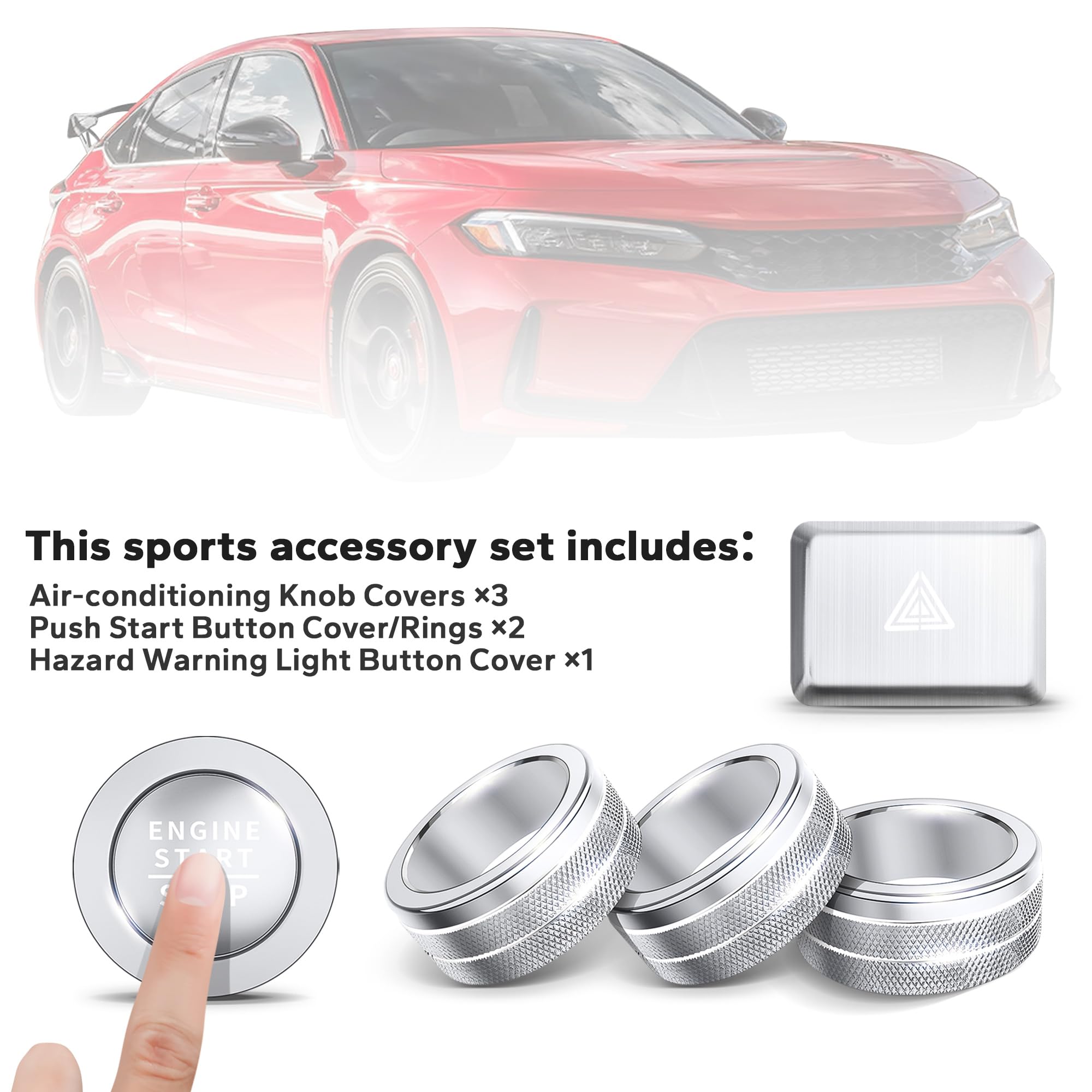 11th Gen Honda Accord HRV CRV Civic AC Knob Cover & Button Protector Set (6pcs Silver) - Interior Accessories for 2022-2025 Models - Prevent Scratches & Enhance Dashboard Style
