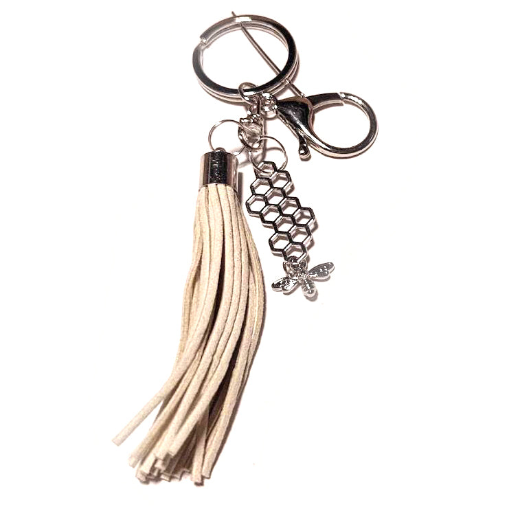 Bee & Honeycomb Keychain with Tassel - Cute Honey Bee Keyring for Women & Men - Perfect for Keys, Bags, Gifts & Everyday Carry
