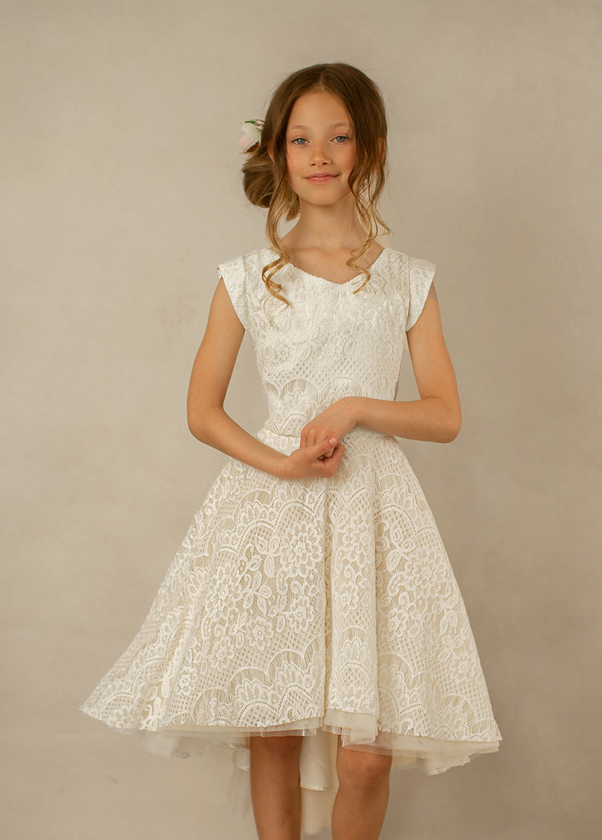 Lezah Cream Flower Girl Dress for Weddings & Special Occasions – Elegant & Comfortable Kids Formal Wear