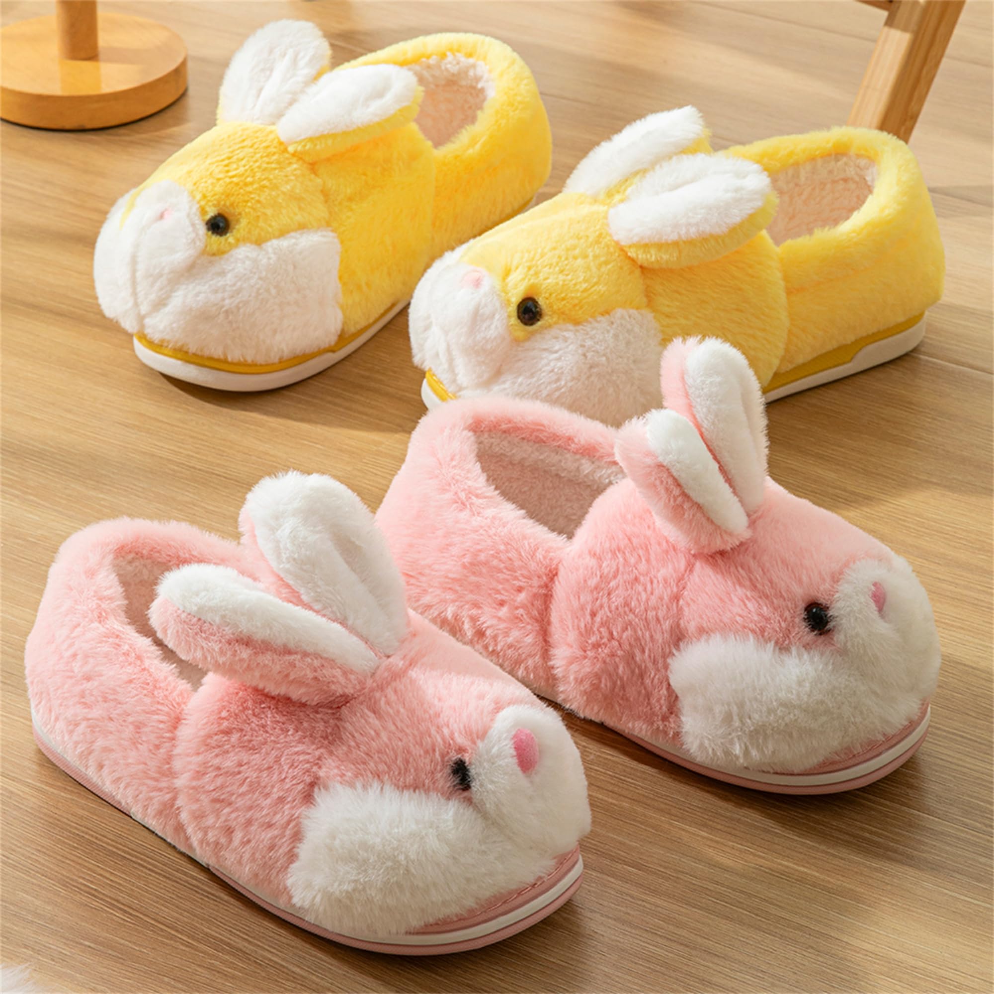 LANFIRE Women's Fuzzy Rabbit Slippers - Cozy Plush Winter House Shoes for Indoor Comfort, Warm & Soft Cotton Slippers for Women - Perfect for Home, Lounge & Gift Giving