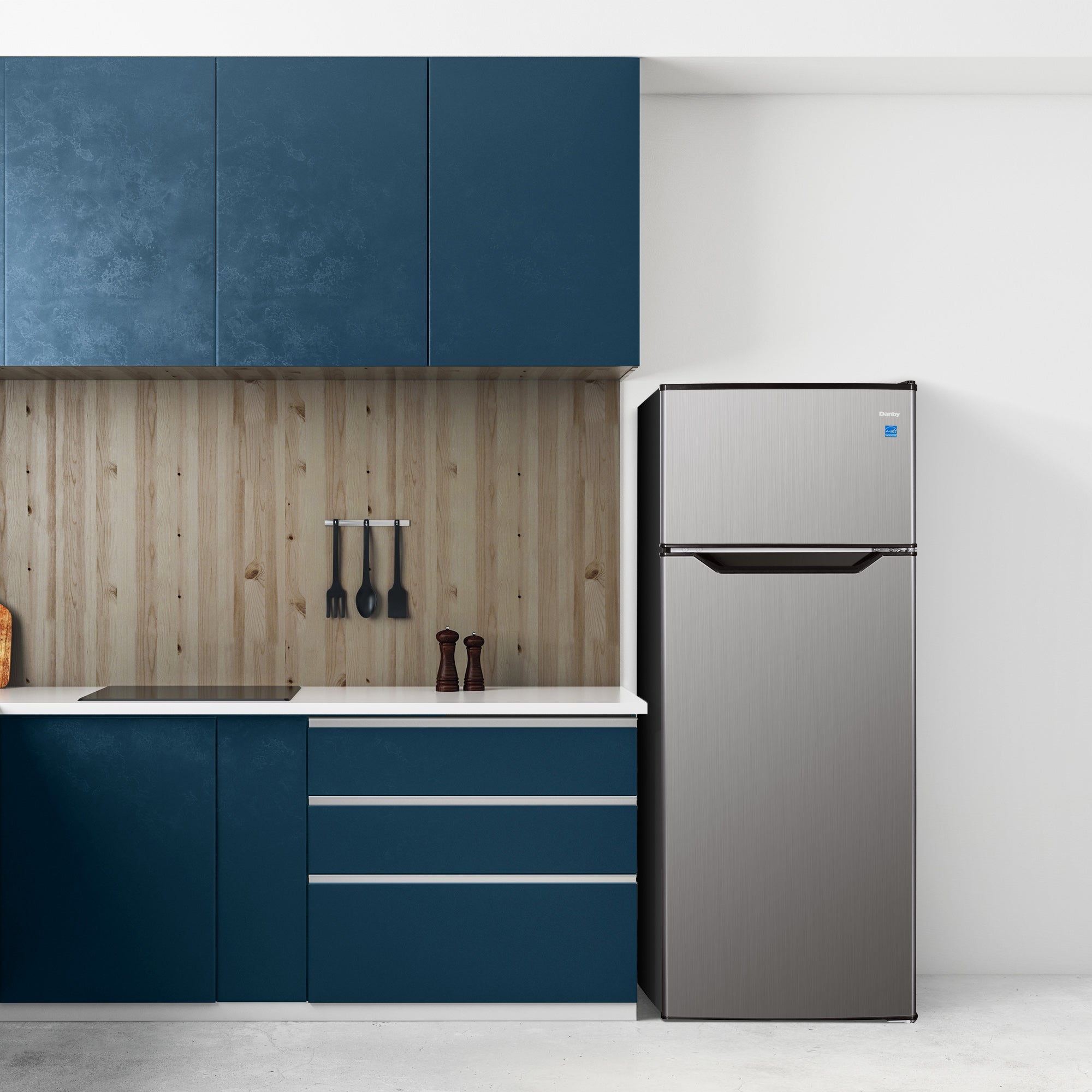 Danby DPF074B2BSLDB 7.4 cu ft Compact Refrigerator - Stainless Steel Top Freezer Apartment Fridge - Perfect for Dorms, Small Kitchens & Office Spaces