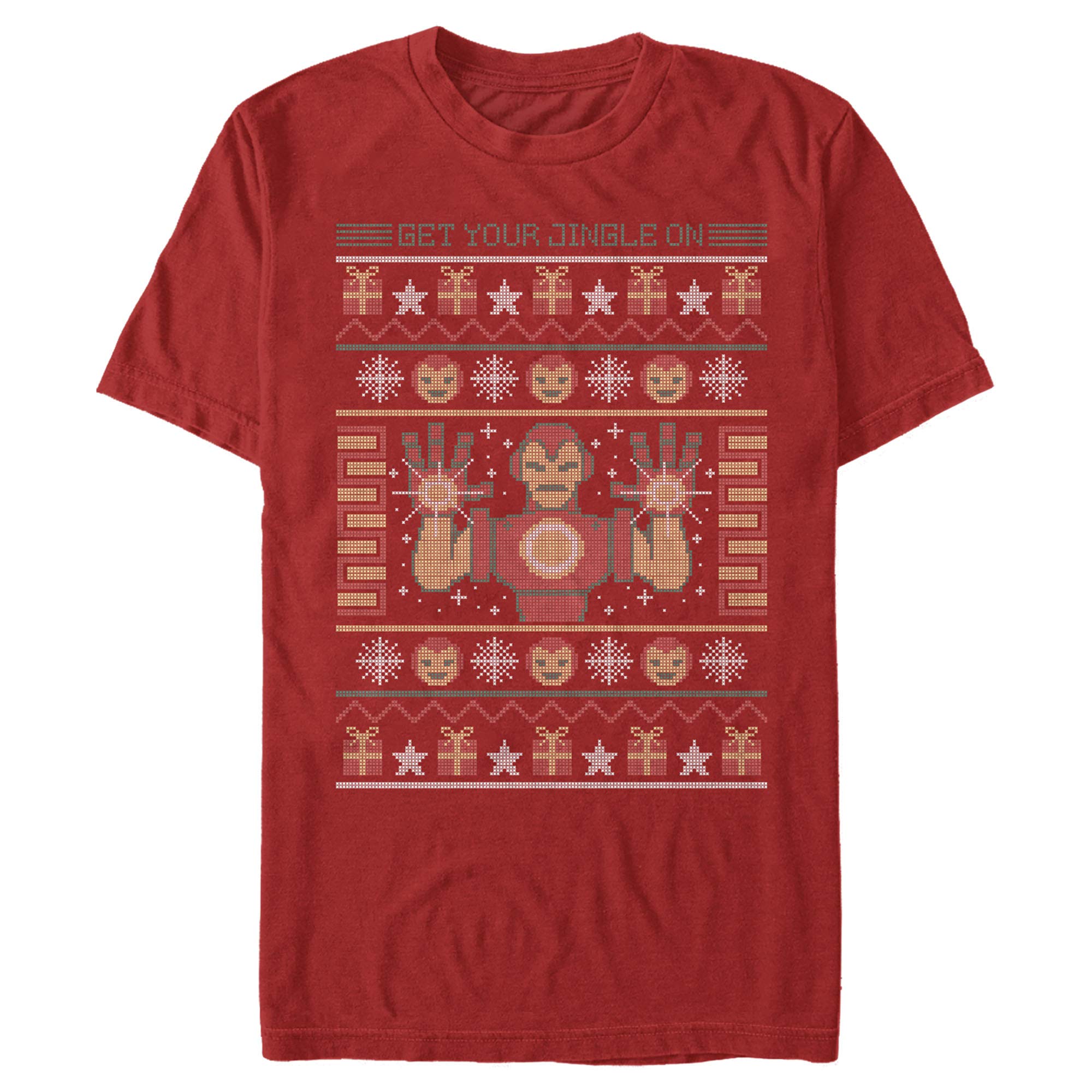 Marvel Iron Man Ugly Christmas T-Shirt for Men - Funny Holiday Graphic Tee for Christmas Parties & Gifts