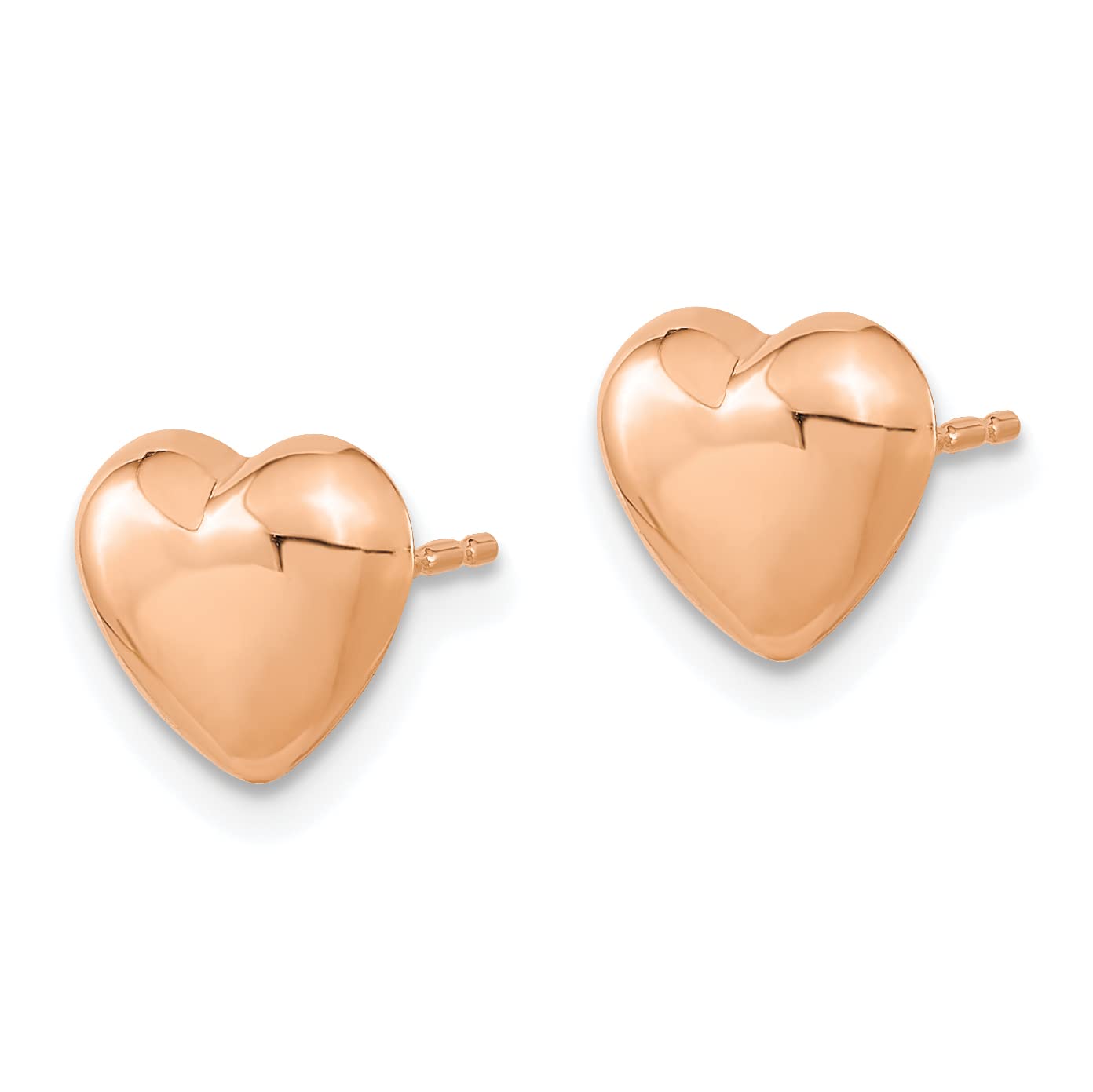 14K Rose Gold Heart Stud Earrings for Women - 7.85mm Polished Post Earrings - Perfect for Valentine's Day, Anniversary Gifts & Everyday Elegance