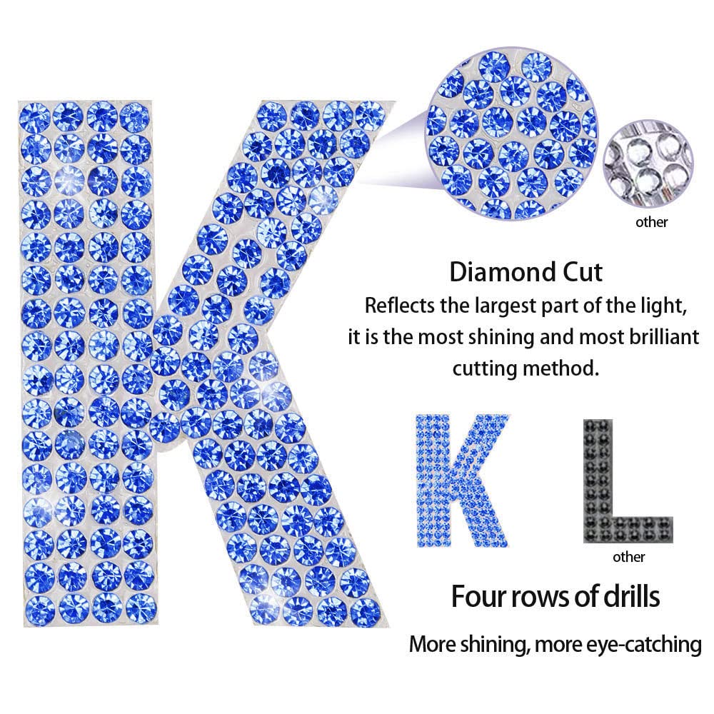 Glitter Rhinestone Alphabet Letter Stickers - 26 Self-Adhesive A-Z Letters for DIY Scrapbooking, Card Making, Nail Art & Home Decor (Blue) - Perfect for Party Invitations, Gift Wrapping & Craft Projects