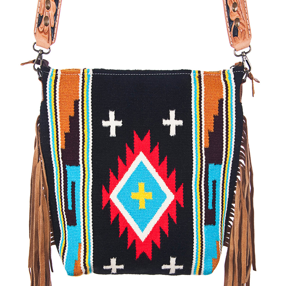 Genuine Leather Western Handbag for Women - American Darling Hand Tooled Saddle Blanket Design - Perfect for Cowgirl Style, Rodeo Events & Country Fashion Accessories