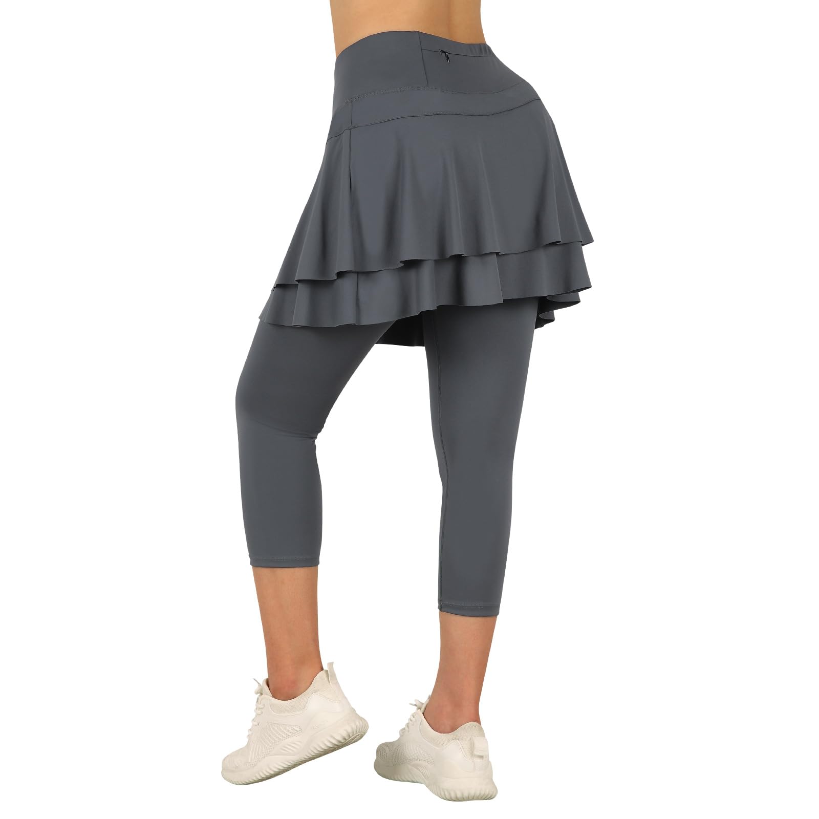 ANIVIVO Women's Skirted Leggings - Athletic Capri Leggings with Built-in Tennis Skirt for Golf, Pickleball & Workouts - Pockets Included - Perfect for Sports, Gym & Casual Wear