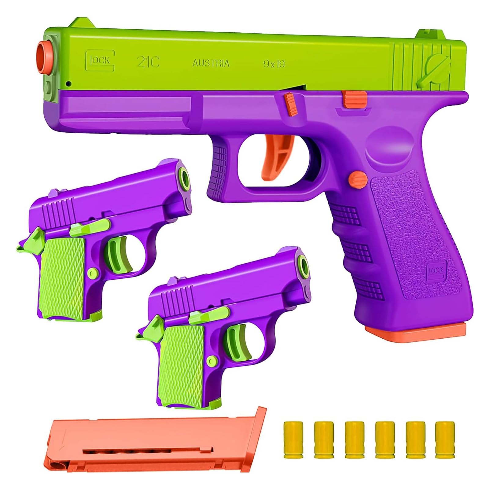 **3 Pack Fidget Toy Gun 1911 - Shell Ejecting Gravity Pistol for Stress Relief, Anxiety, Autism & Kids | 3D Printed Sensory Toys for Office, School & Travel Gifts**