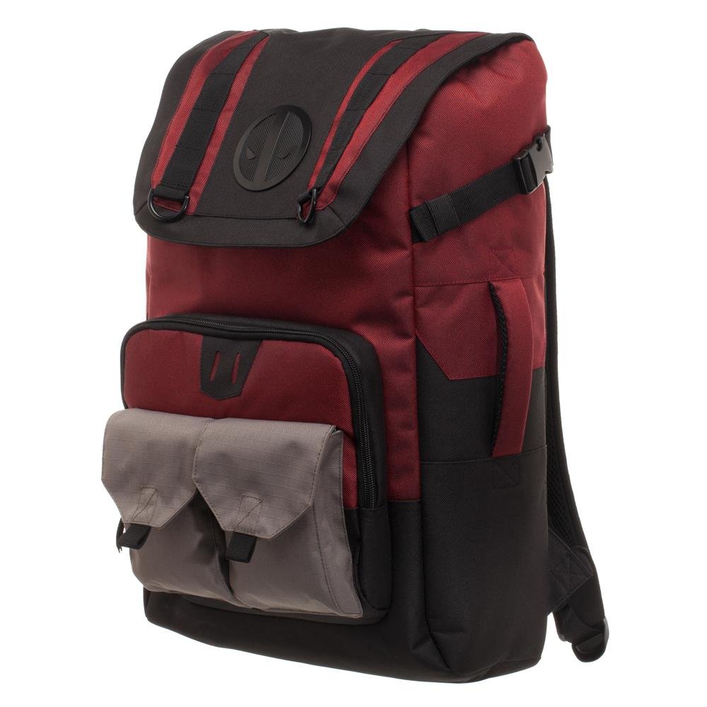 Marvel Deadpool Backpack for Men & Women - Black and Red Superhero Comic Book Design - Perfect for School, Travel, and Comic Conventions