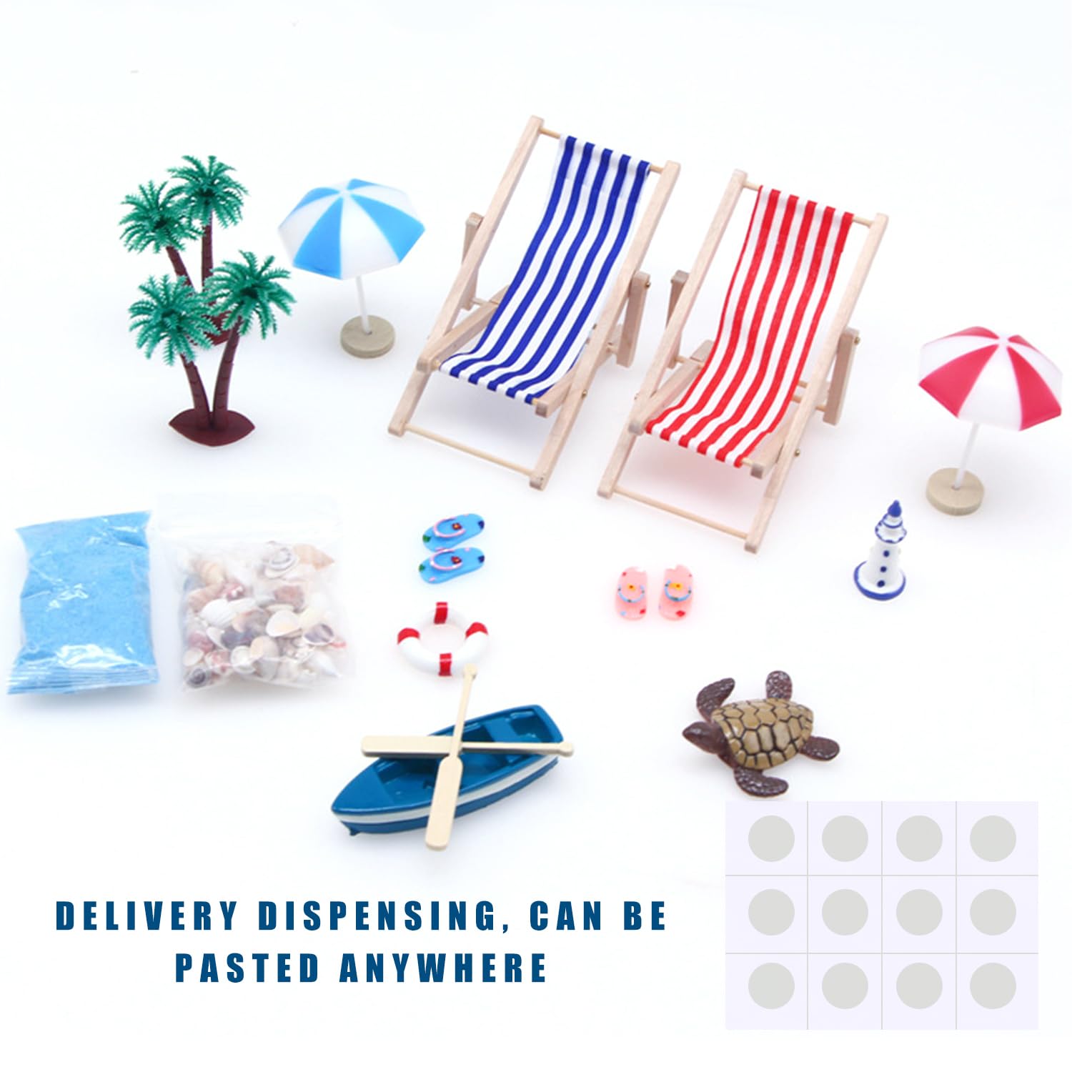 TAFACE 18-Piece Beach Collection Set - Mini Seashells, Umbrella, Beach Chair & DIY Decor Accessories for Summer - Unique Gift Idea for Home, Party & Vacation Decor