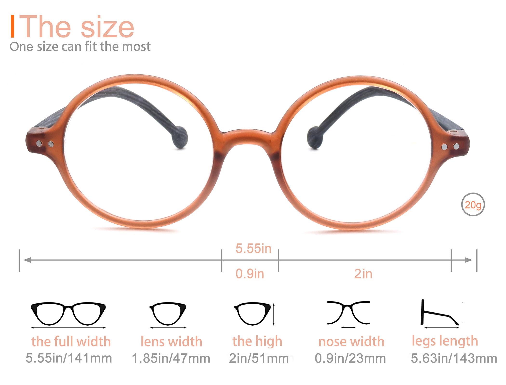 Blue Light Blocking Round Reading Glasses for Women & Men - Unisex Ultra Lightweight Circular Readers - Perfect for Computer Work, Reading & Screen Time