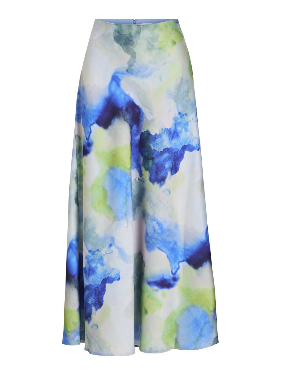 Enna Midi Skirt Floral Watercolor Print - Women's A-Line Skirt for Casual & Office Wear | Perfect for Spring Summer Outfits