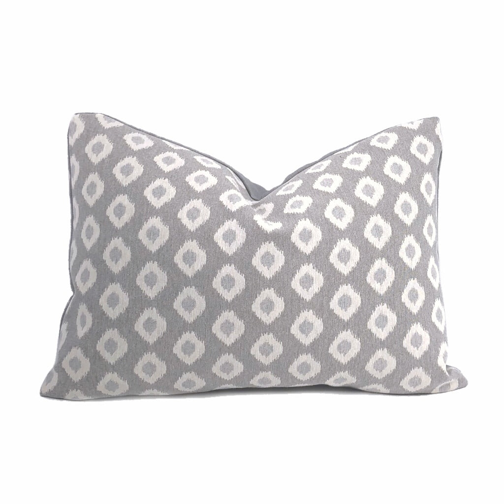 Gray Cream Ikat Dots Pillow Cover - Decorative Throw Pillow Case for Sofa, Bed, Couch - Boho Home Decor Accent (18x18 Inches)