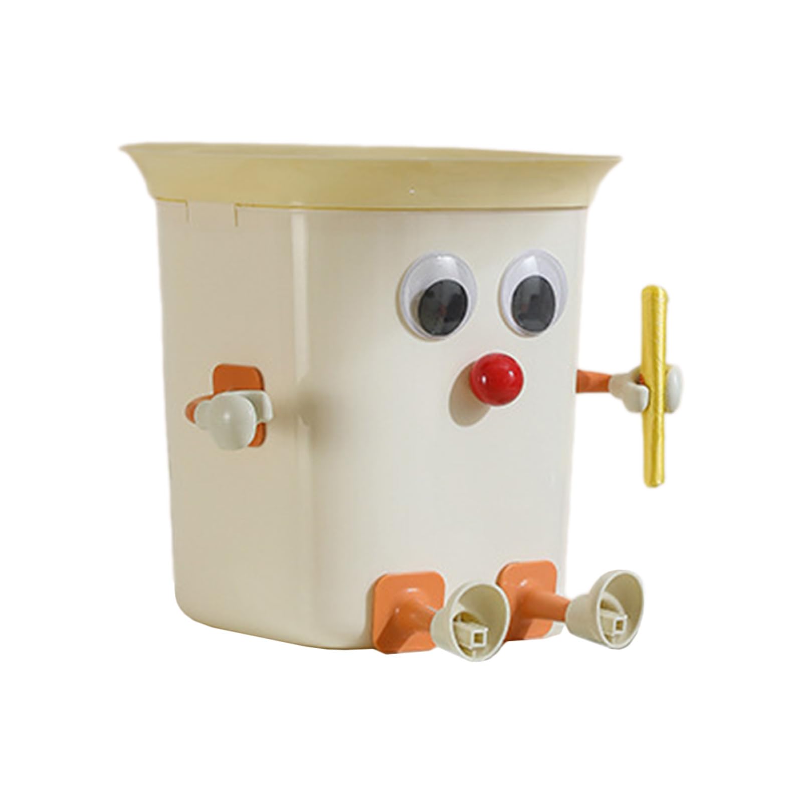 Large Capacity Trash Can with Foot Pedal & Handle - Funny Big Eye Garbage Bin for Kitchen, Bathroom, Office & Home Use - Durable Container Bin for Waste Disposal & Recycling