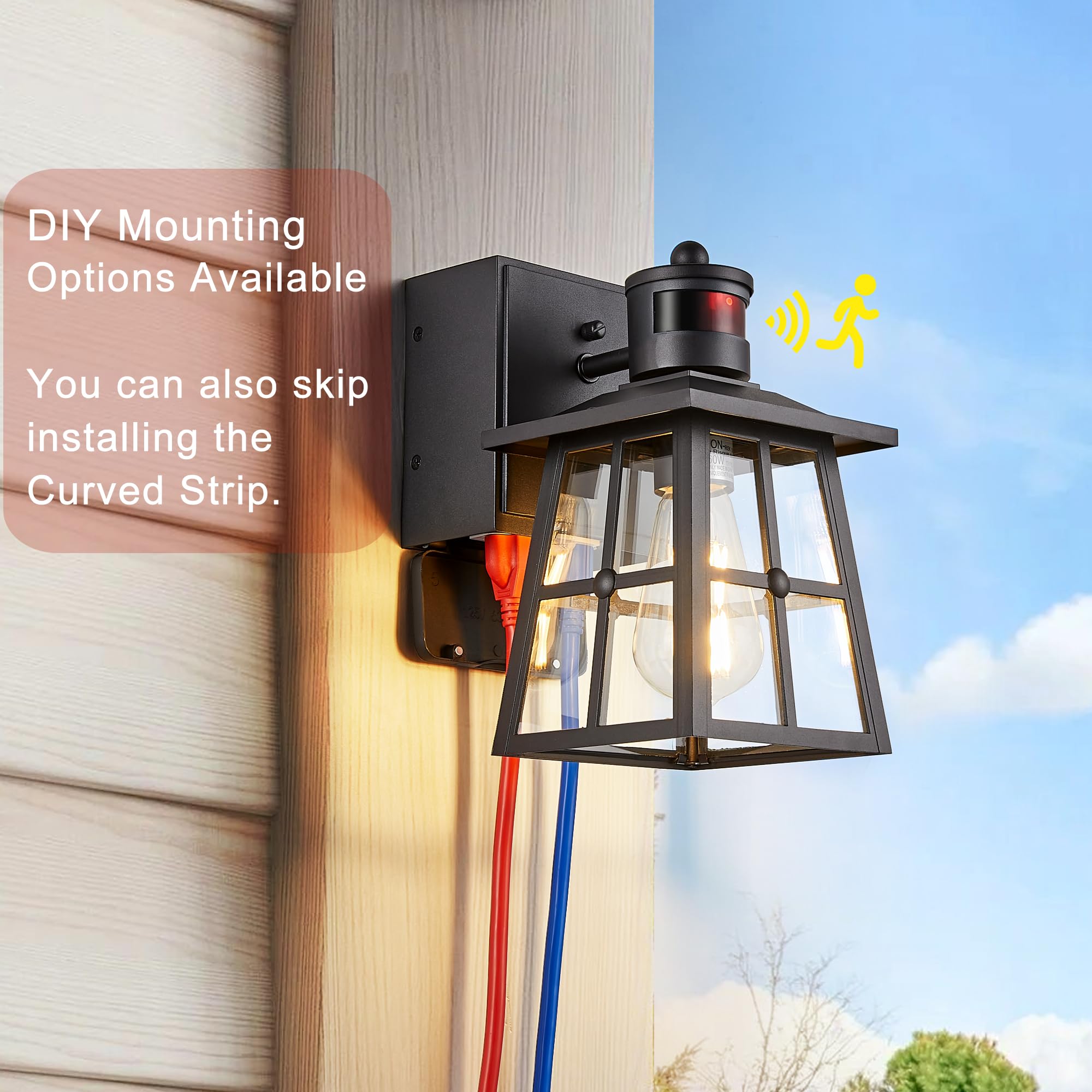 Dusk to Dawn Outdoor Wall Light with GFCI Outlet - 3 Lighting Modes, Waterproof & Anti-Rust Exterior Sconce - Perfect for Front Door, Patio, Garage, and Entryway Lighting