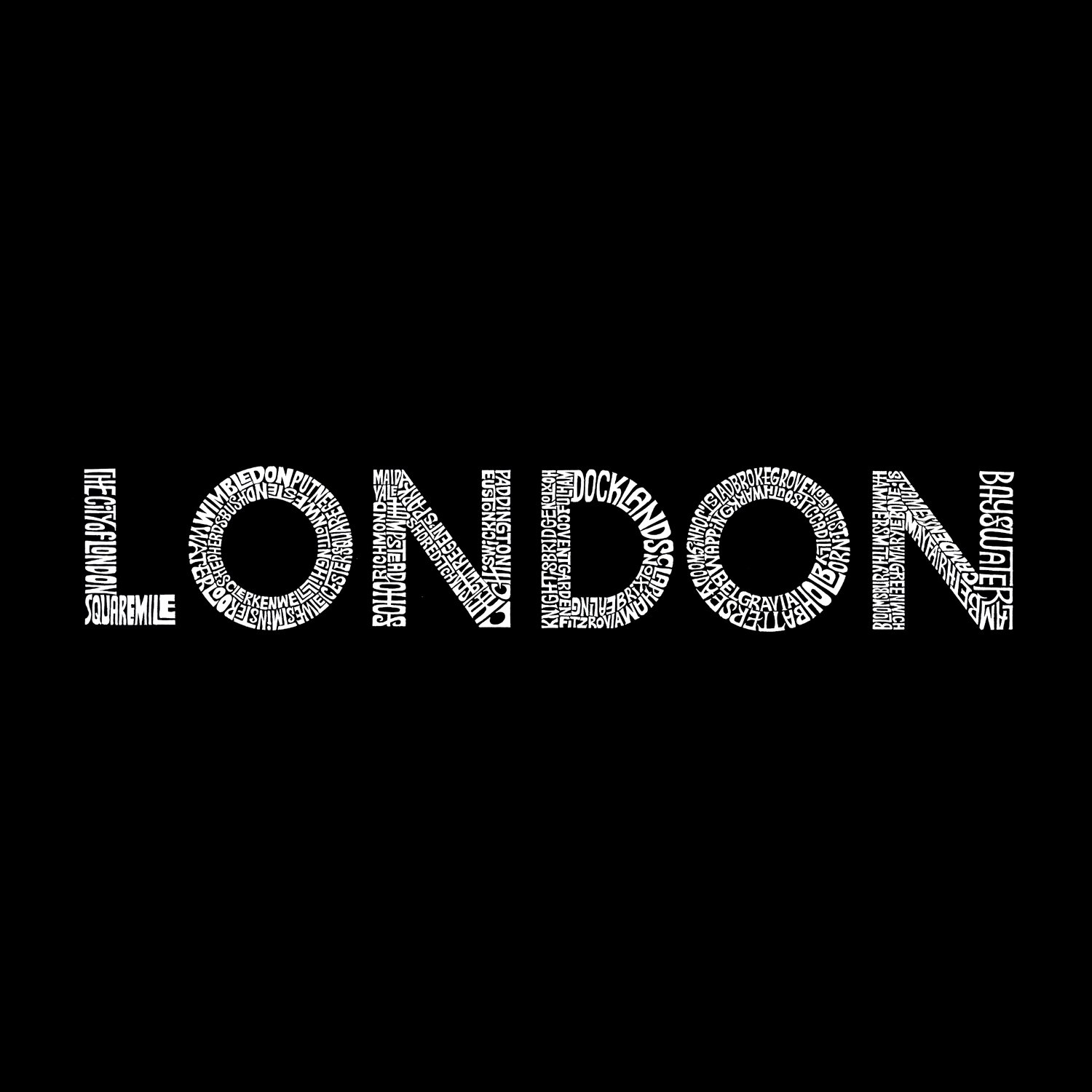 LA POP ART Boys Word Art T-Shirt - Trendy London Neighborhoods Graphic Tee for Kids | Cool Urban Style Shirt for School, Travel & Street Fashion