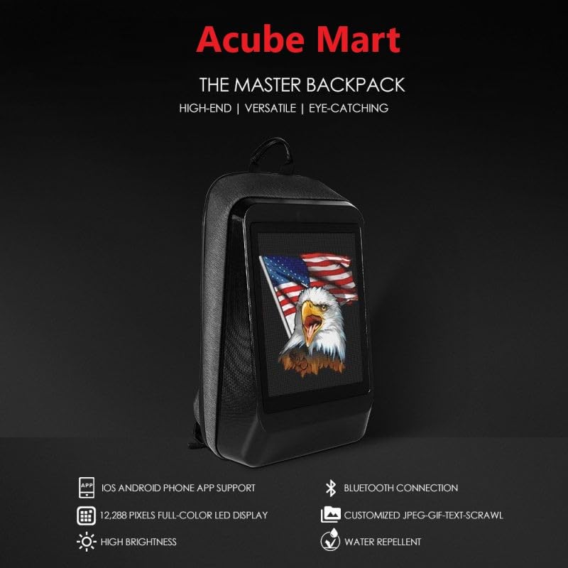 Acube Mart Full Screen LED Backpack with APP Control - Waterproof Cycling Backpack for Night Riding, Commuting & Outdoor Adventures