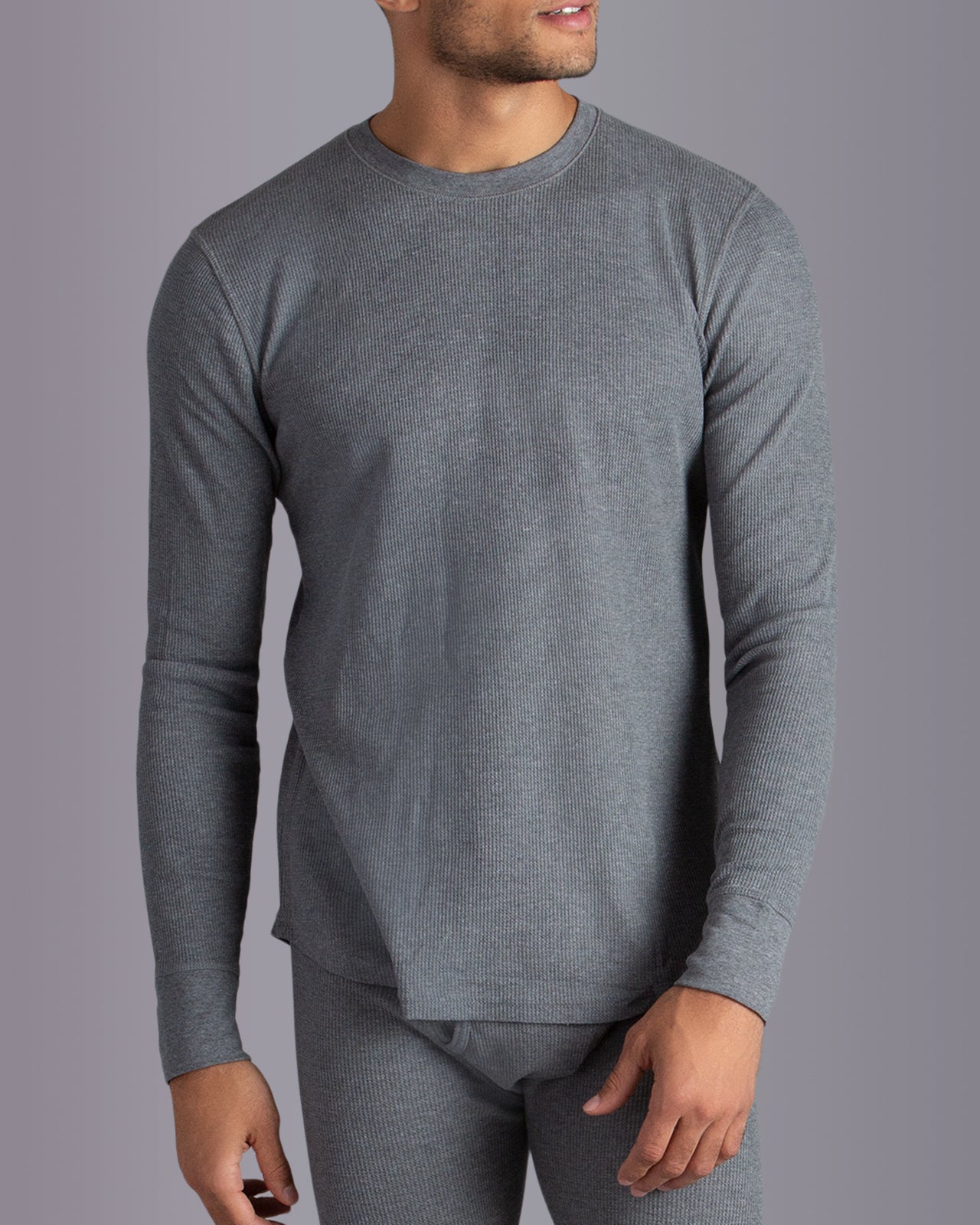 Men's Thermal Waffle Knit Crewneck Sweatshirt - Warm & Comfortable Winter Layering for Outdoor Activities