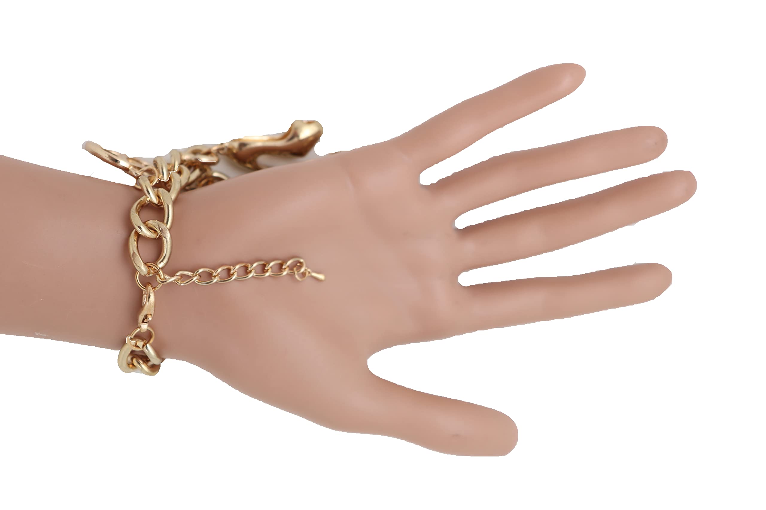 Gold Queen Crown Bracelet for Women - Elegant Metal Chain Fashion Jewelry with Lipstick & Perfume Charms | Perfect for Parties, Weddings & Royal-Themed Events