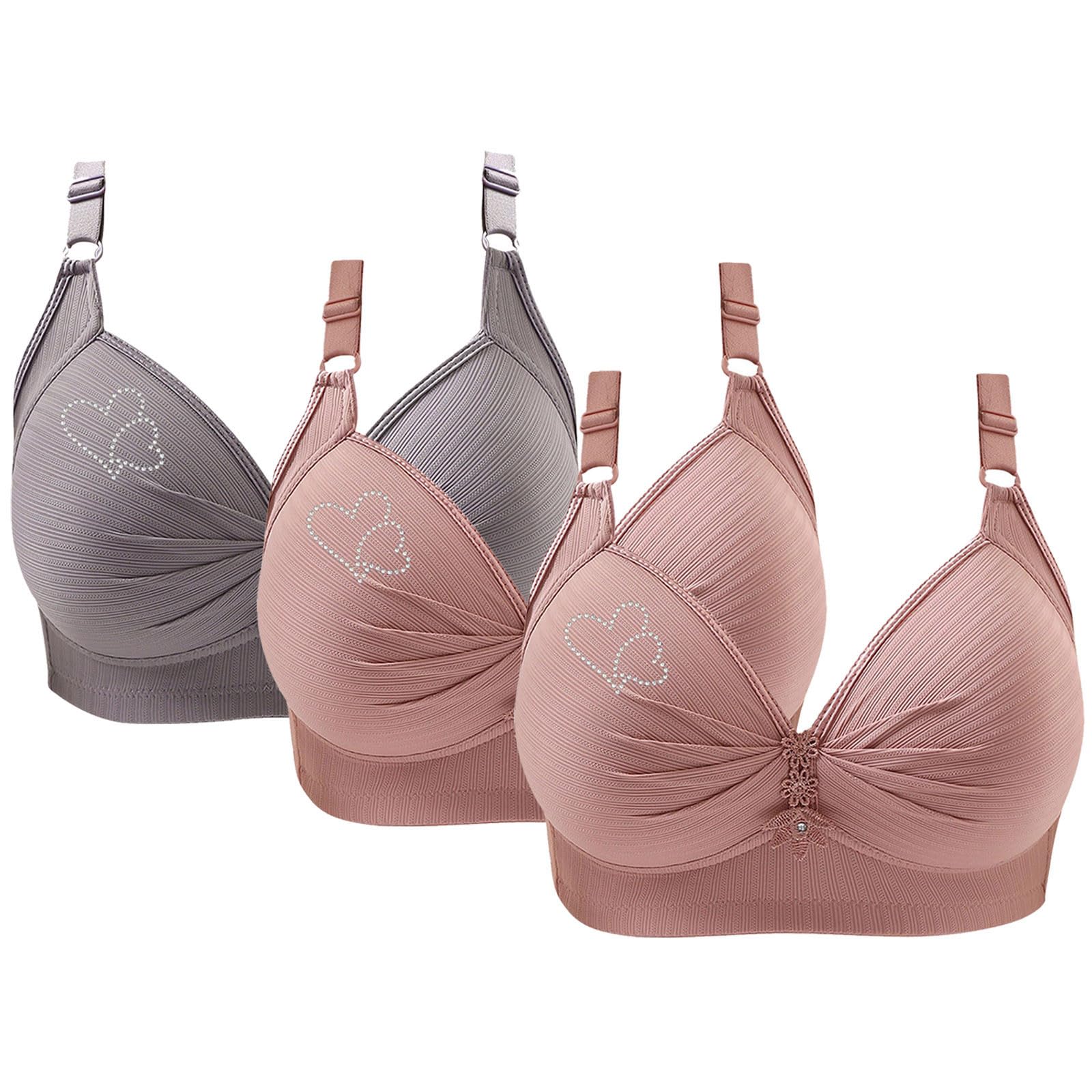 3 Pack Women's Sports Bras - Comfortable V-Neck No Underwire Push Up Bra with Adjustable Straps, Breathable & Soft for Yoga, Running, Gym Workouts 2024