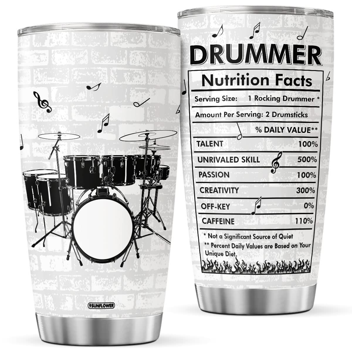 Insulated Stainless Steel Coffee Tumbler with Lid - Double Wall Travel Mug for Hot & Cold Drinks - Perfect Gift for Musicians, Drummers & Music Teachers - Great for Band Practice, Studio Sessions & On-the-Go Use
