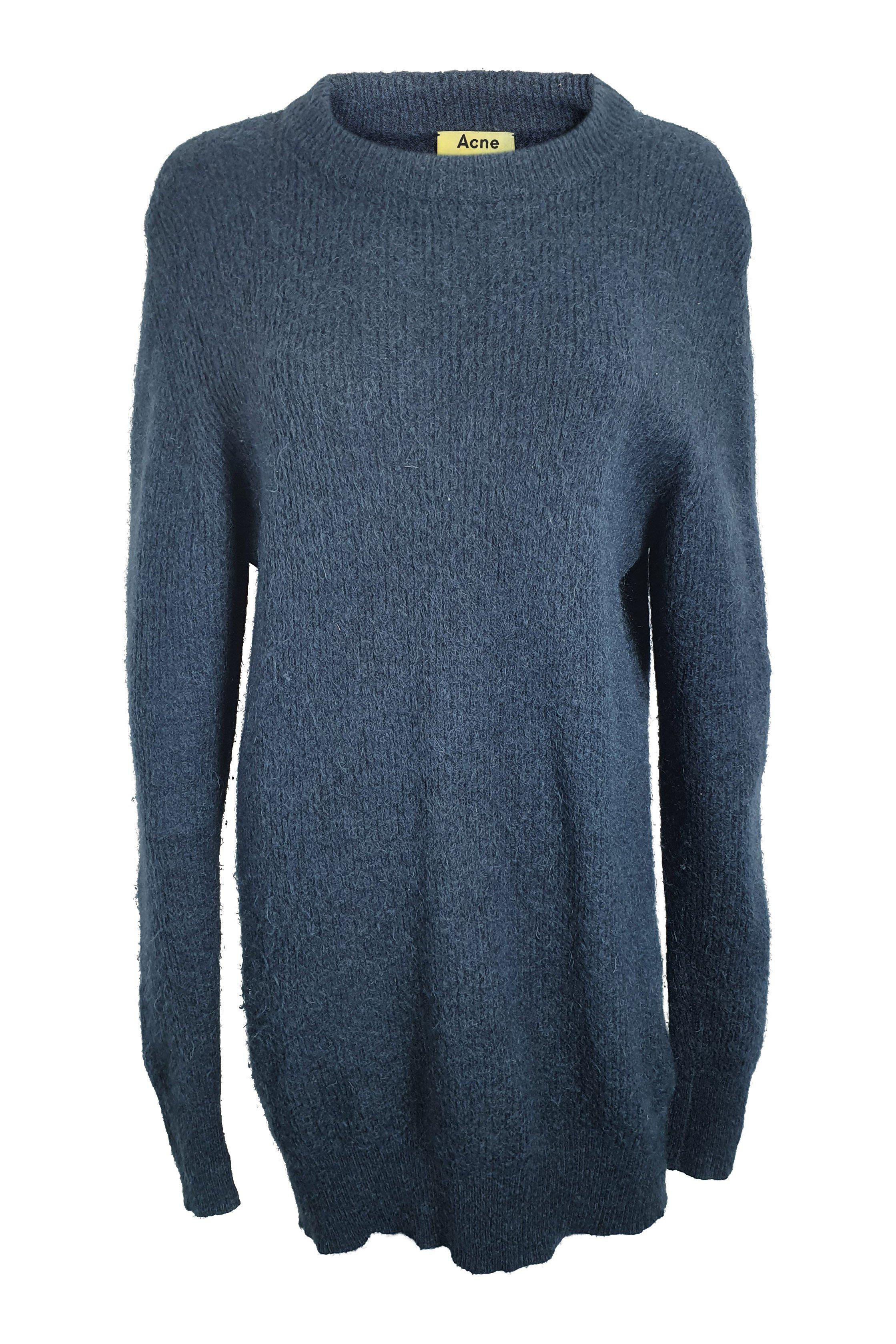 ACNE STUDIOS Blue Mohair Wool Blend Visa Jumper Dress (Large) - Cozy Winter Knitwear for Women, Perfect for Holiday Parties & Casual Outings