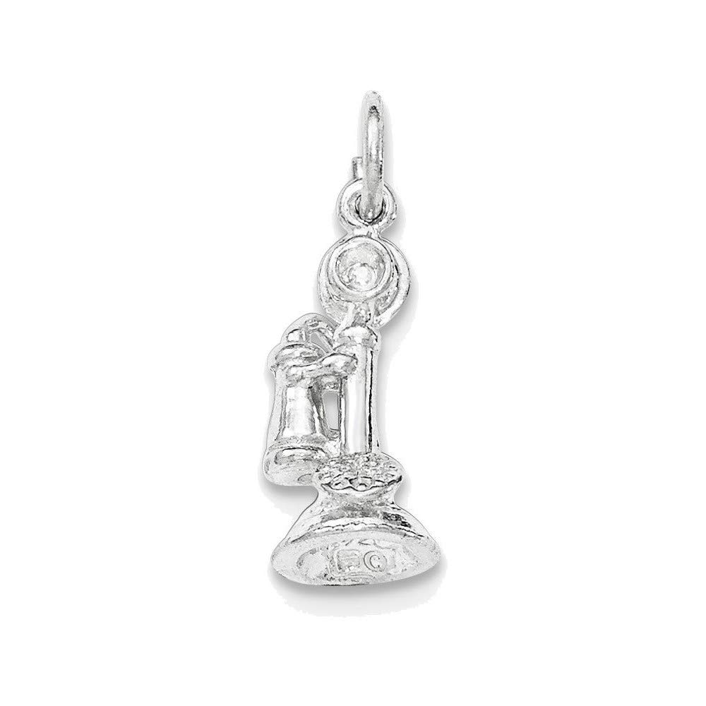 Vintage Sterling Silver Polished Old Fashioned Phone Charm - Elegant Jewelry Gift for Women, Perfect for Cellphone Decor & Keychain Accessories