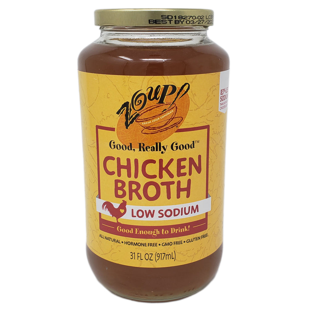 Zoup! Low Sodium Chicken Broth 31oz - Healthy & Delicious Soup Base for Cooking, Soups & Stews - Keto & Paleo Friendly