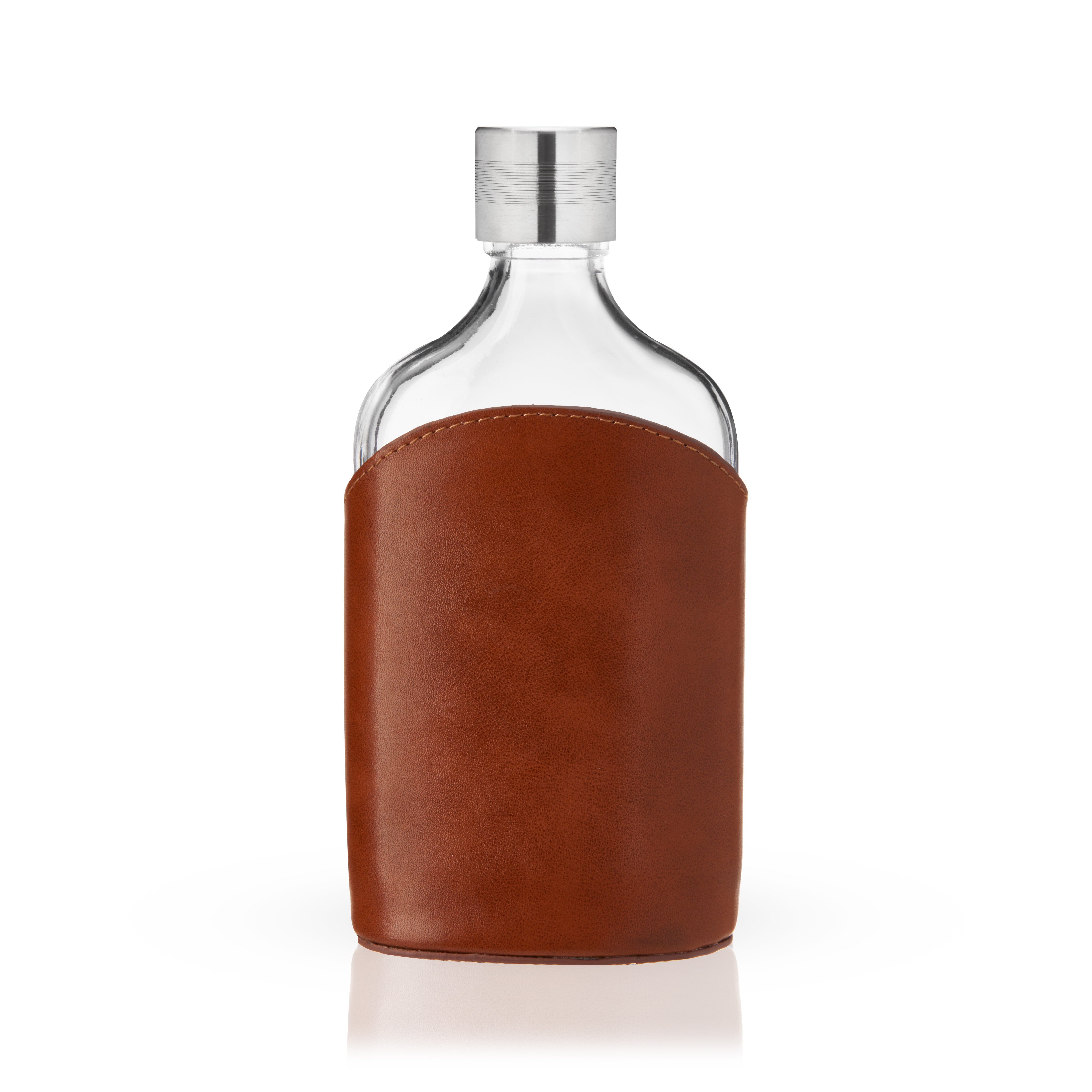 Premium Parker Leather Wrapped Glass Flask - Elegant Stainless Steel Liquor Bottle for Whiskey, Bourbon & Scotch - Perfect for Outdoor Adventures, Camping & Gifts