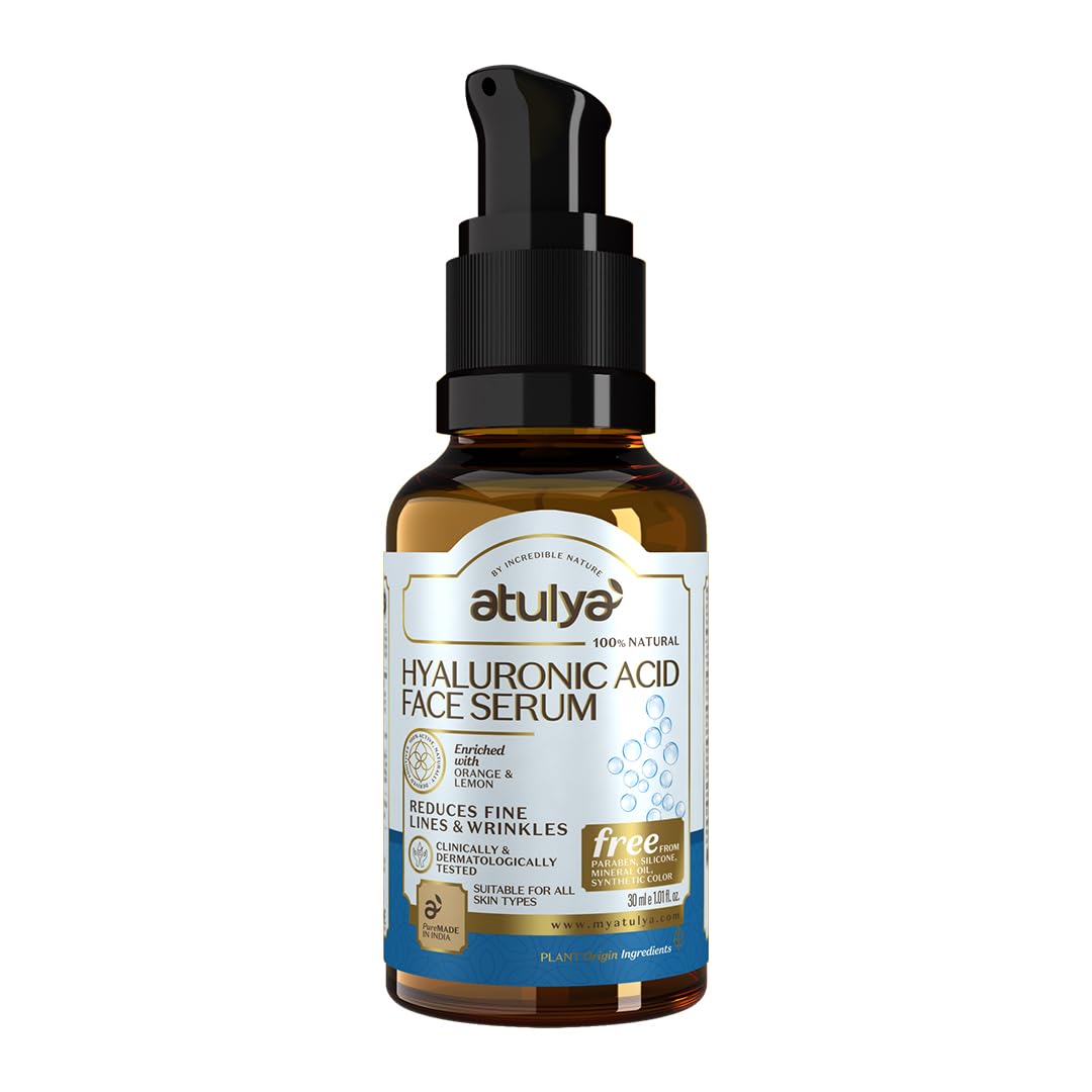Atulya Hyaluronic Acid Face Serum for Acne & Oily Skin - Brightening & Smoothing Facial Treatment with Dead Skin Cell Removal - 30ml for Daily Skincare Routine, Morning & Night Use
