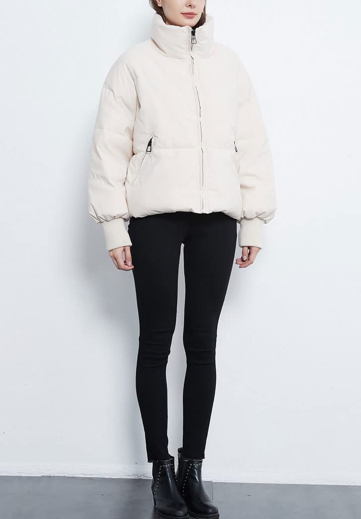 Gihuo Women's Winter Cropped Puffer Jacket - Short Quilted Warm Coat for Cold Weather | Perfect for Casual Outfits, Daily Commute & Outdoor Activities