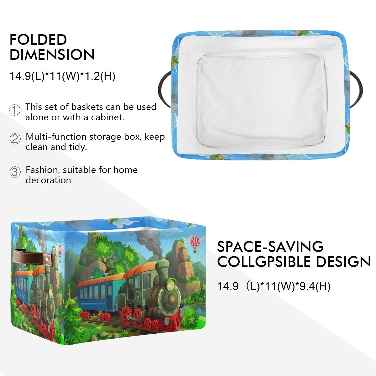 AUUXVA Collapsible Fabric Storage Bins with Handles - 2 Pack Rectangle Storage Boxes for Closet, Nursery, Home Office & Shelf Organization | Perfect for Kids' Toys, Blankets & Home Decor